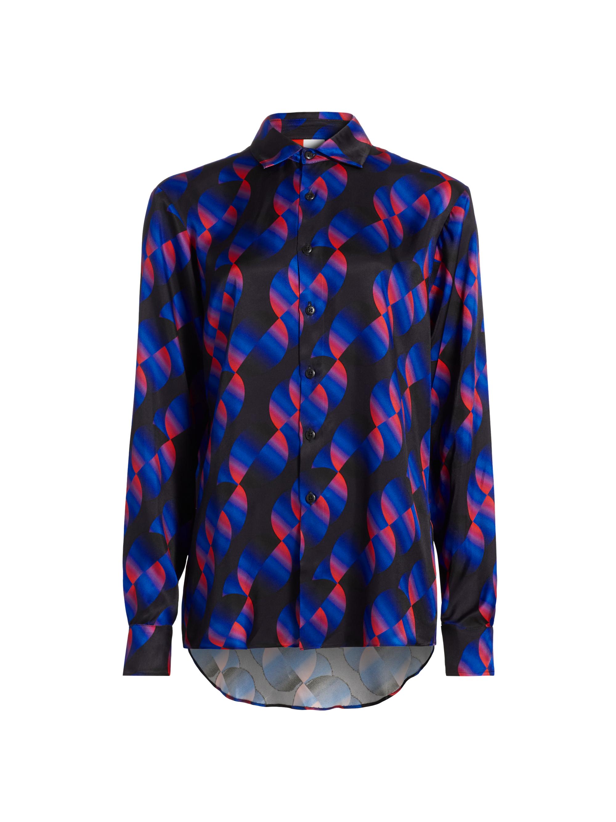 BruceGlen Women's Saucer Geo Twill Button-Up Shirt - Blue