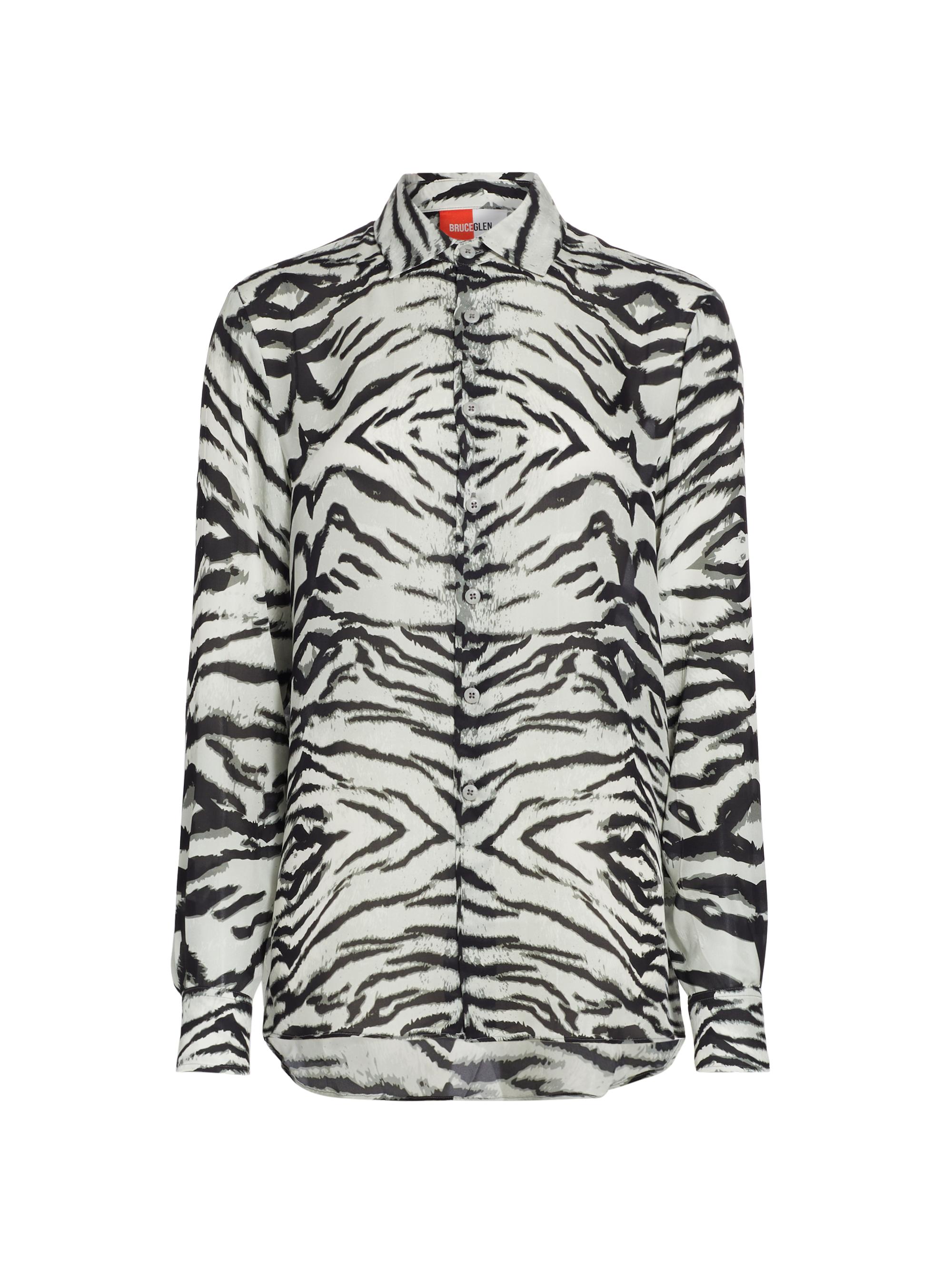 BruceGlen Women's Snow Tiger Button-Front Blouse - Snowtiger