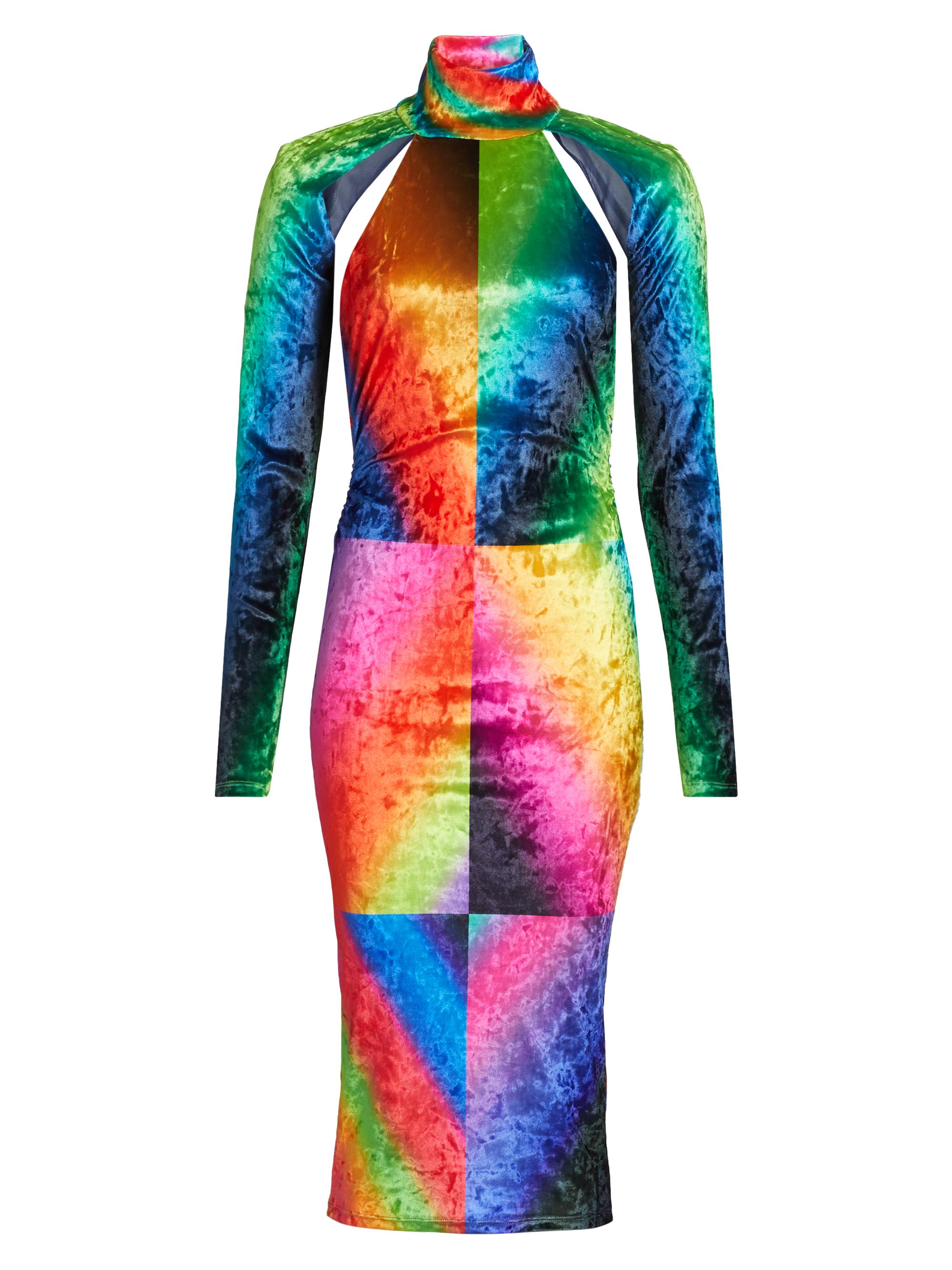 BruceGlen Women's Spectral Gradient Velvet Cutout Midi-Dress - Blue