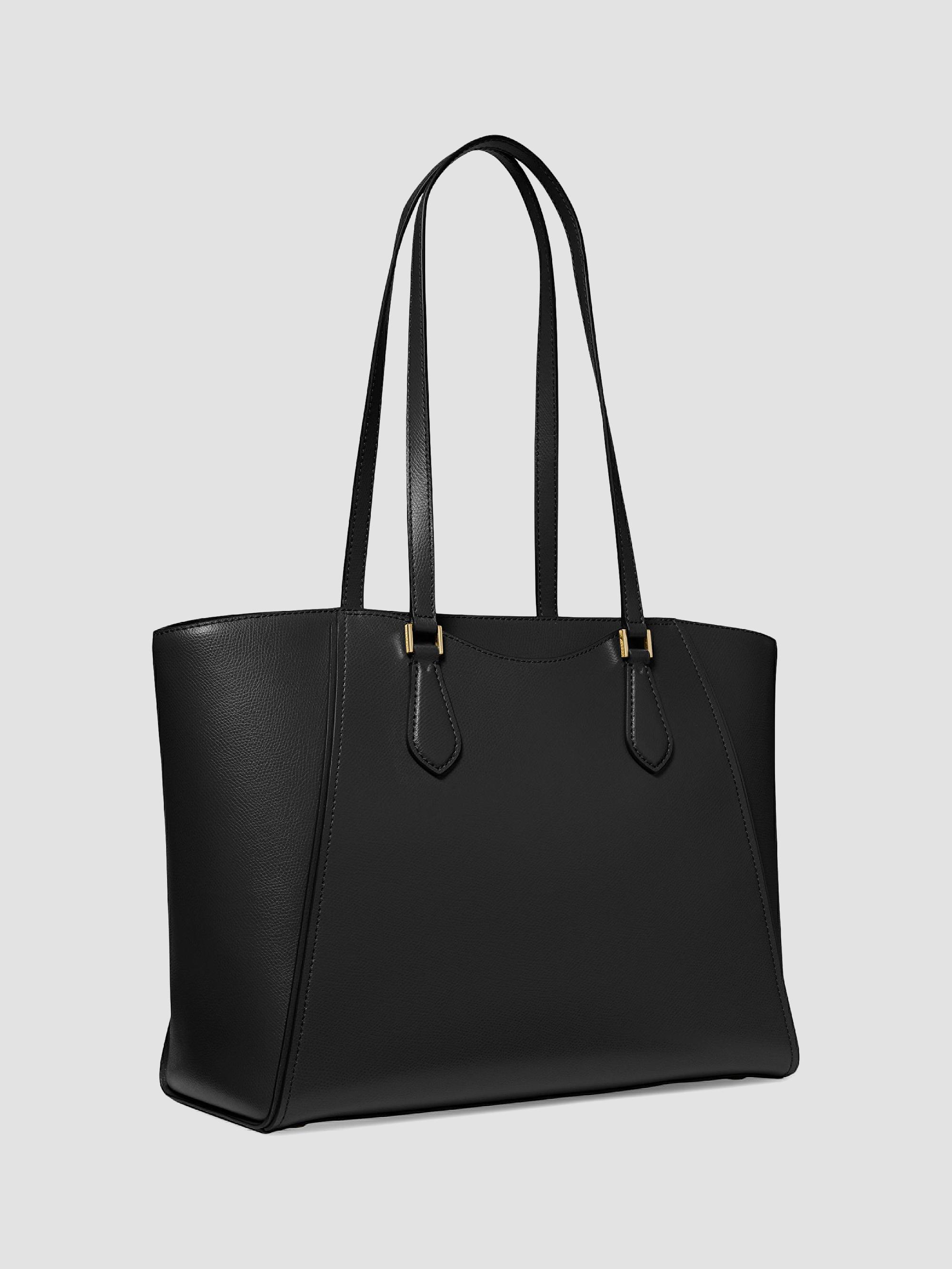 Michael Kors Black Leather Tote MICHAEL KORS JET SET SAFFIANO LEATHER BLACK TOTE | eBay main image 2