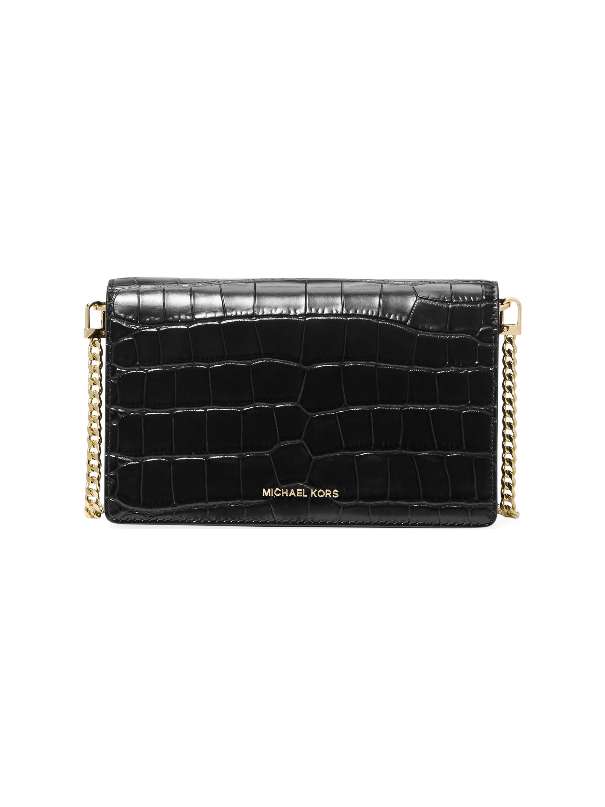 MICHAEL Michael Kors Women's Jet Set Crocodile-Embossed Leather Crossbody Bag - Black