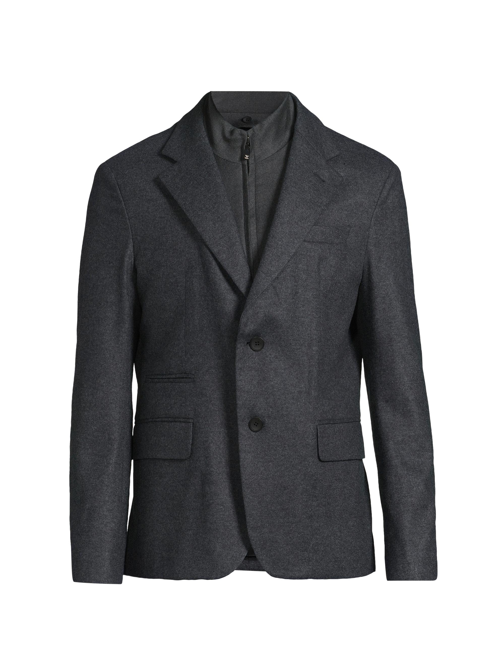 Emporio Armani Men's Stretch Wool Zip Insert Jacket - Grey