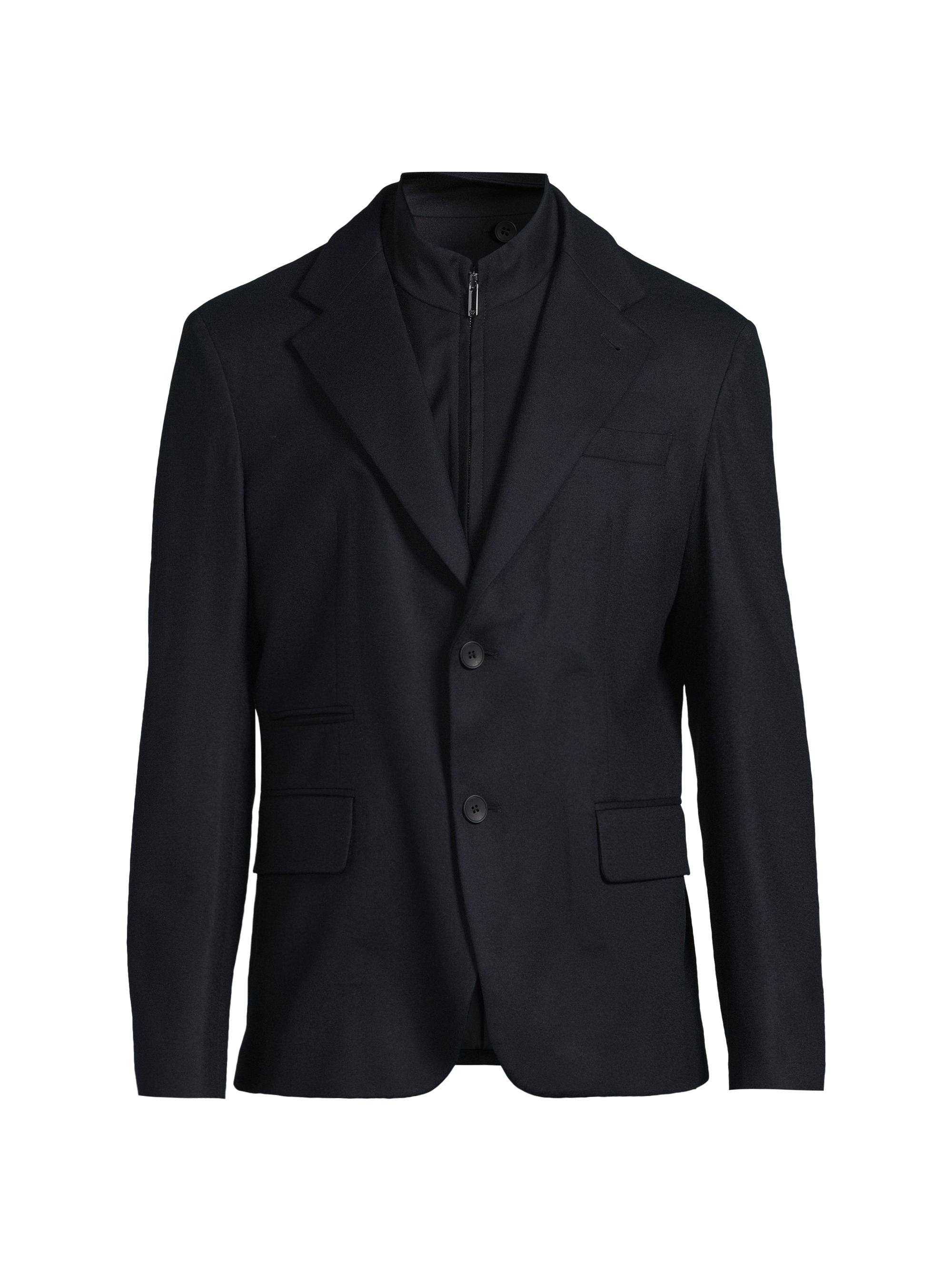 Emporio Armani Men's Stretch Wool Zip Insert Jacket - Navy