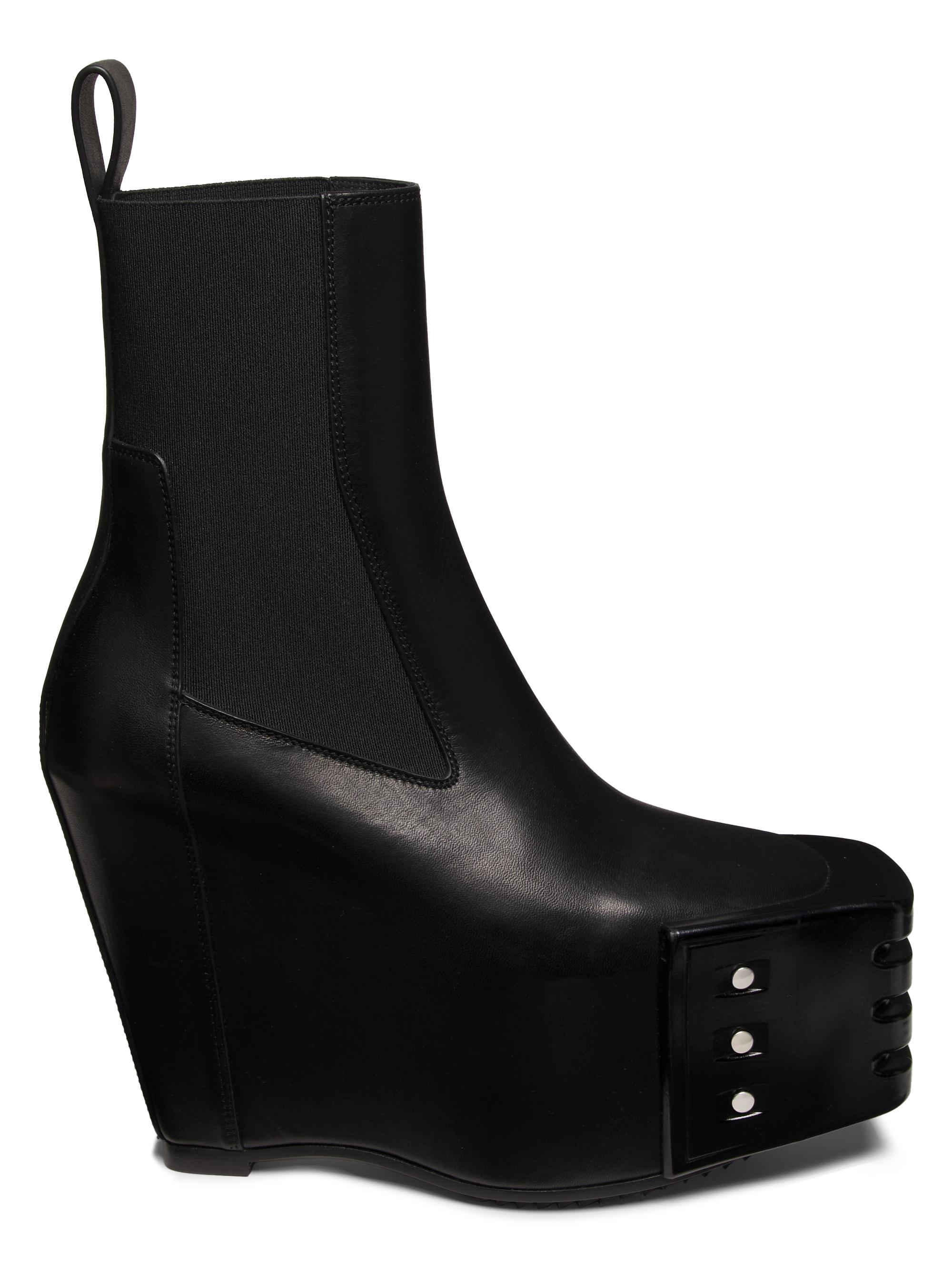 Rick Owens Grilled Wedge Beatle Leather Booties | Saks Fifth Avenue