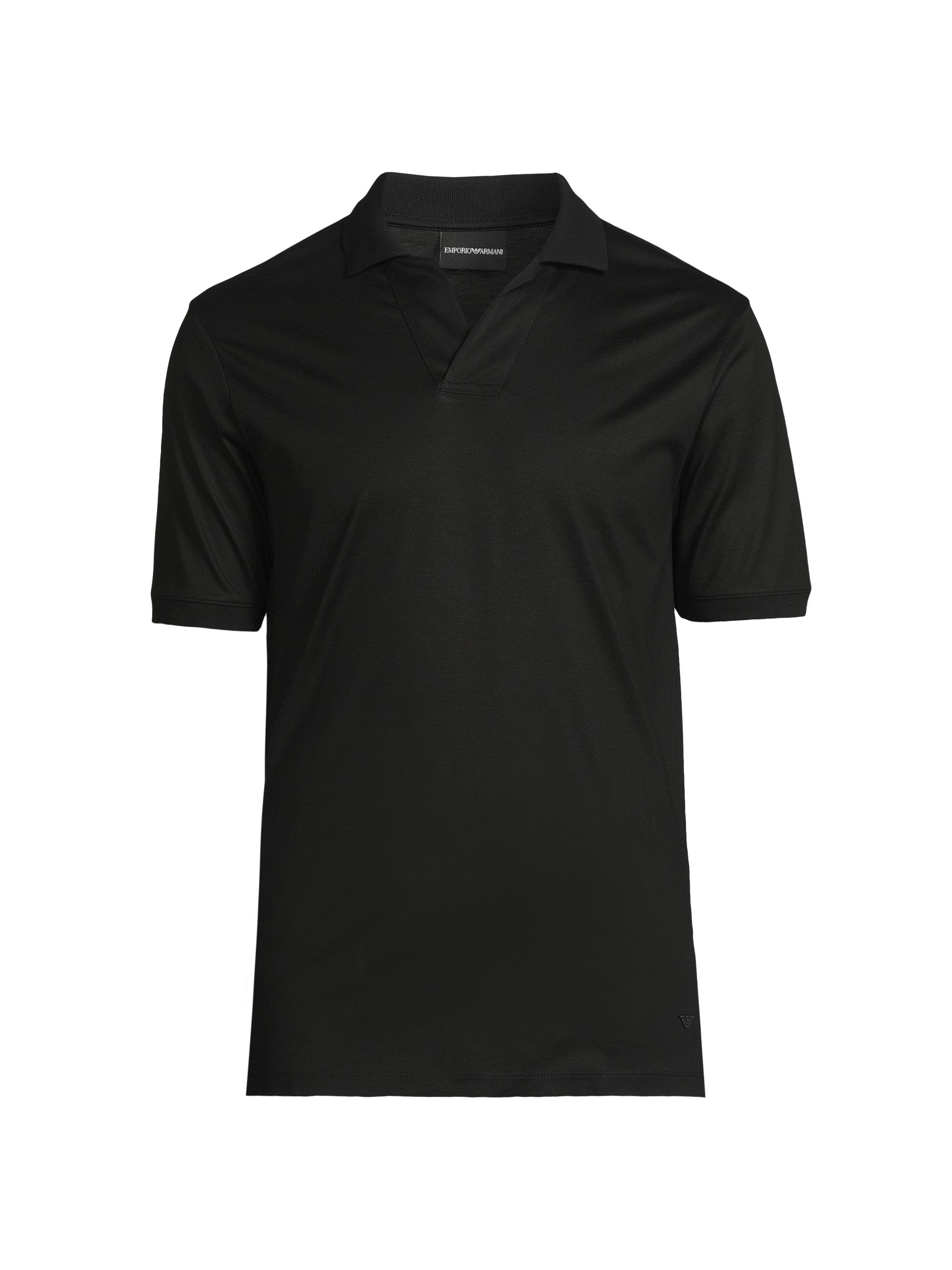 Emporio Armani Men's Cotton-Blend Johnny Collar Polo - Black