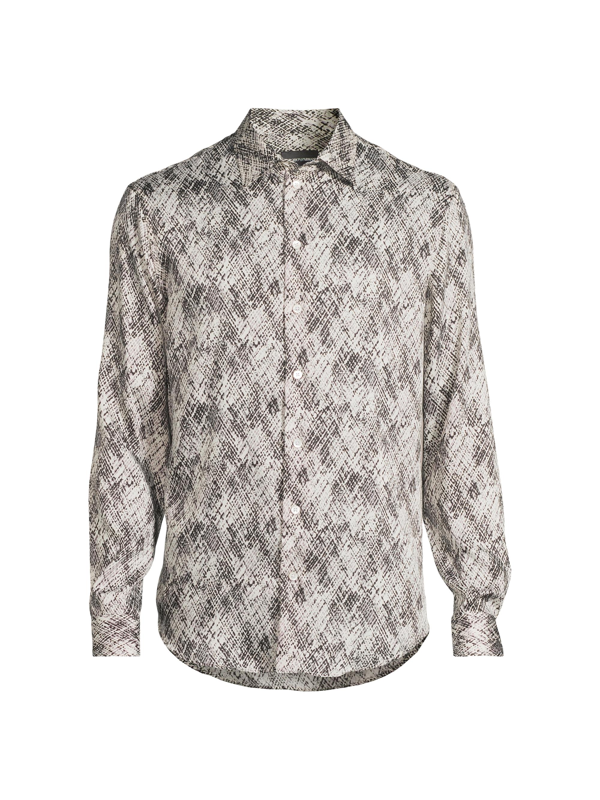 Emporio Armani Men's Abstract Printed Sportshirt - Grey Multi
