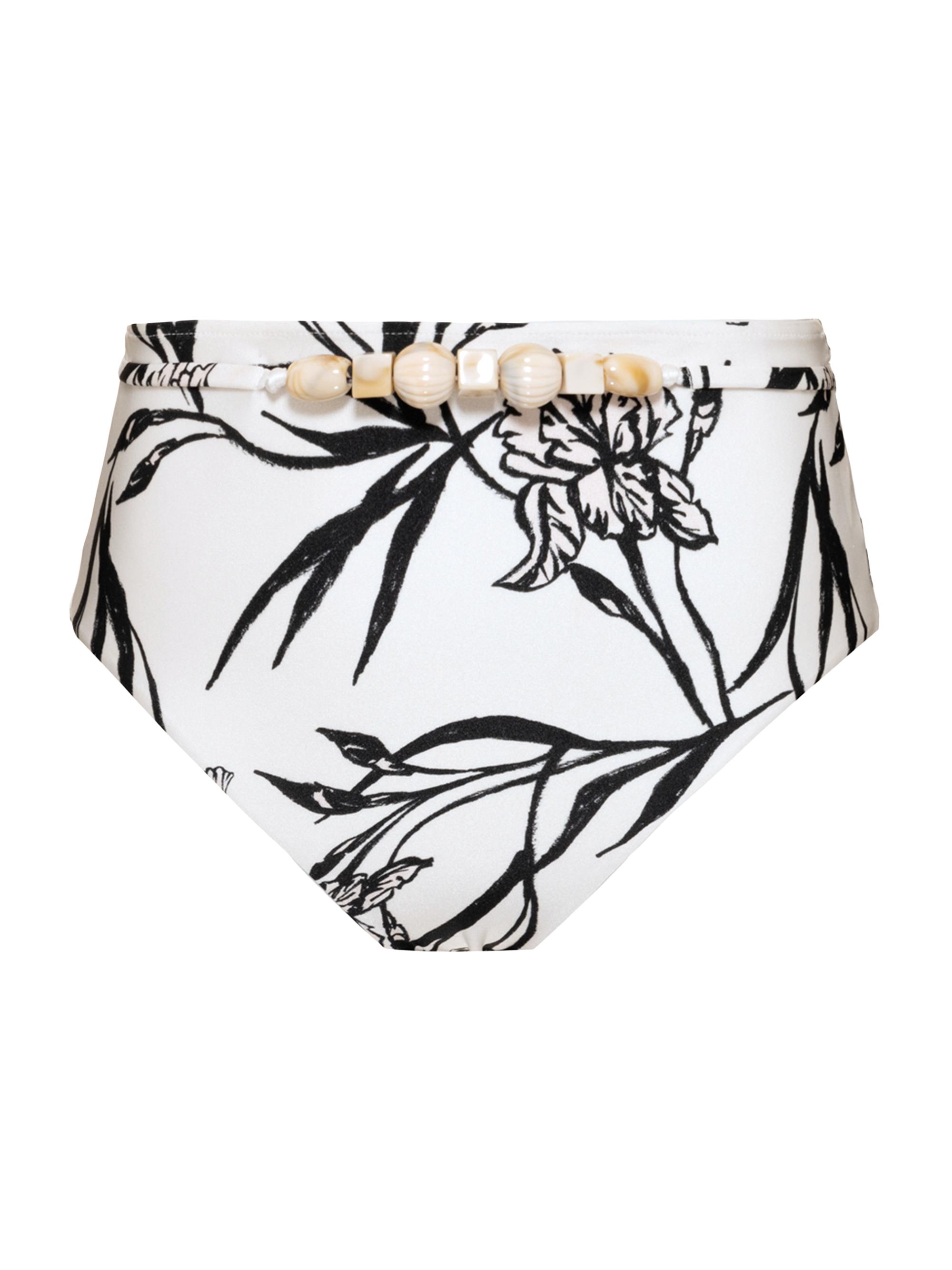 PatBO Women's Iris Beaded High-Waisted Bikini Bottom - Off White