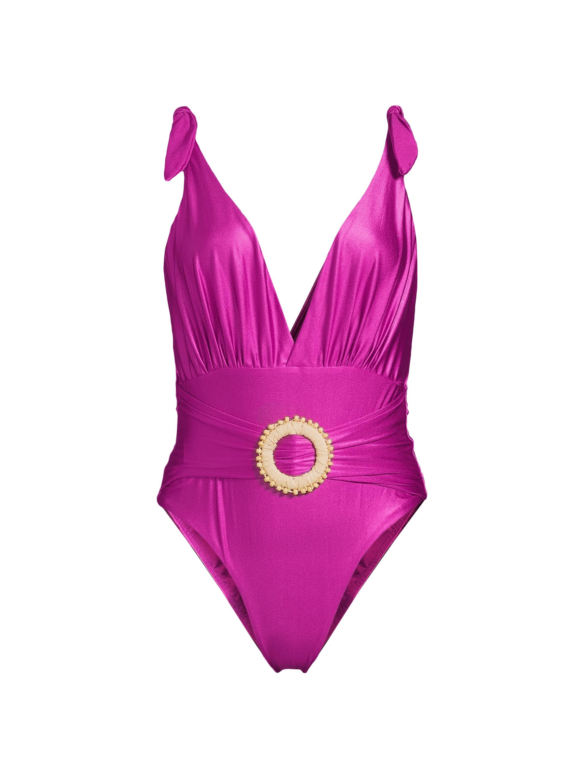 PatBO Women's Embellished Plunging V-Neck One-Piece Swimsuit - Purple