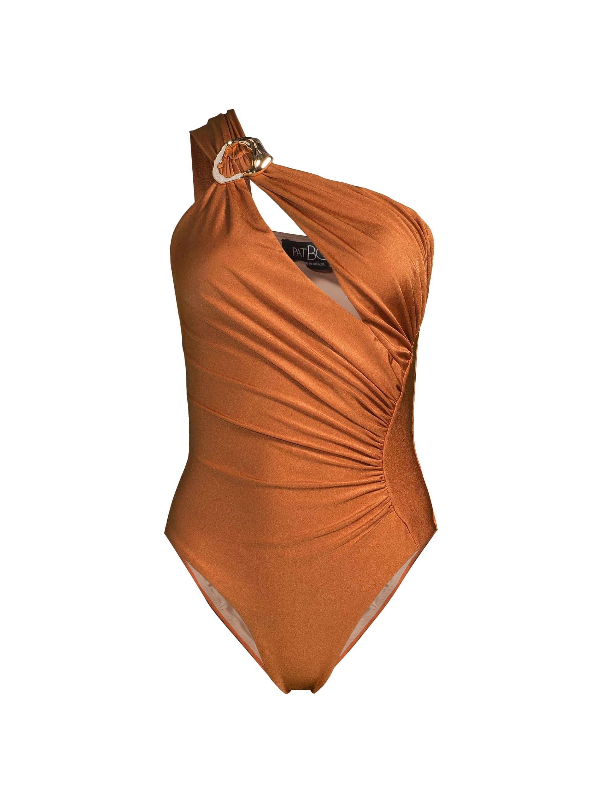 PatBO Women's Groovy One-Shoulder One-Piece Swimsuit - Brown