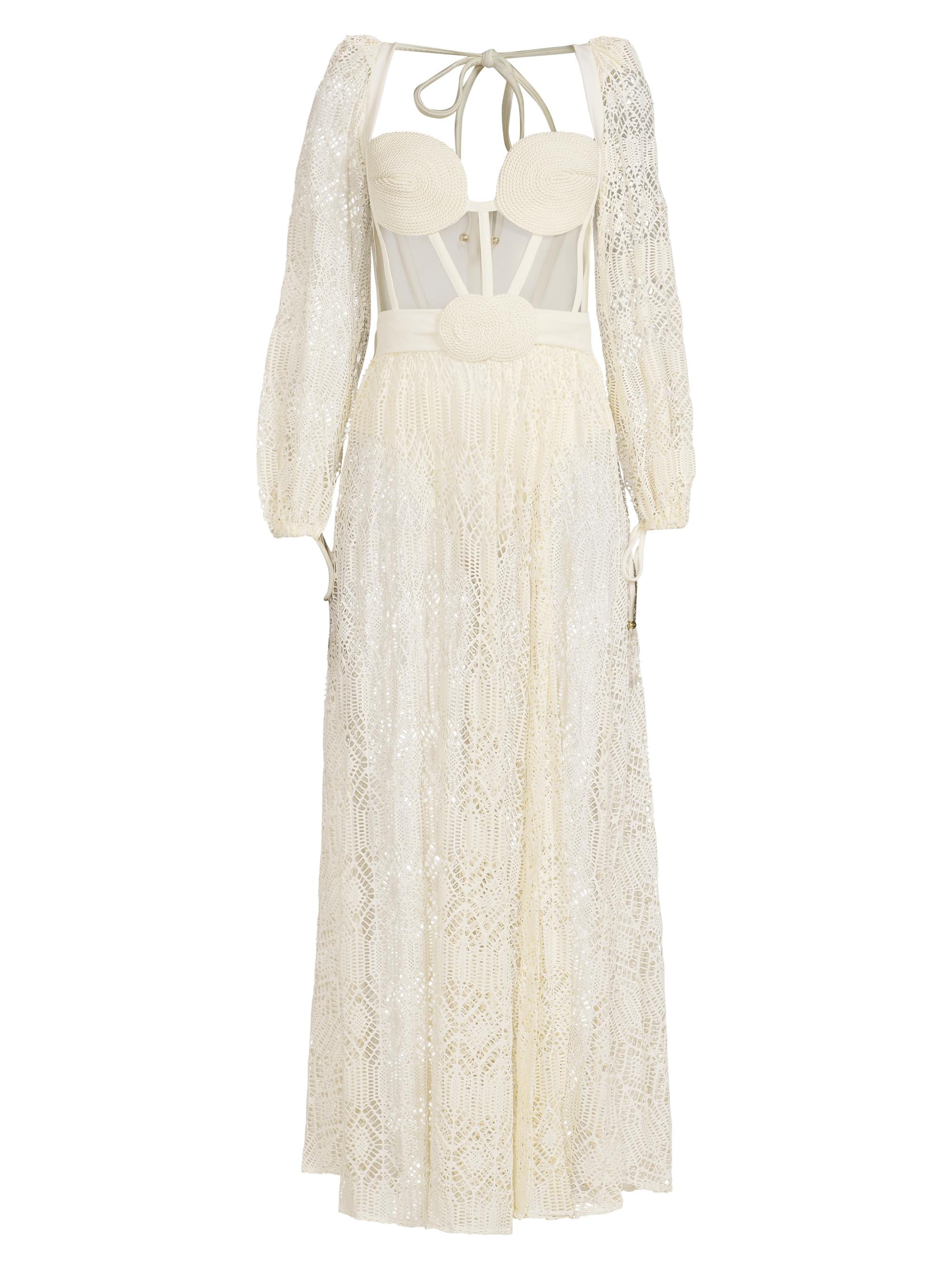 PatBO Women's Pine Lace Bustier Cover-Up Dress - Off White