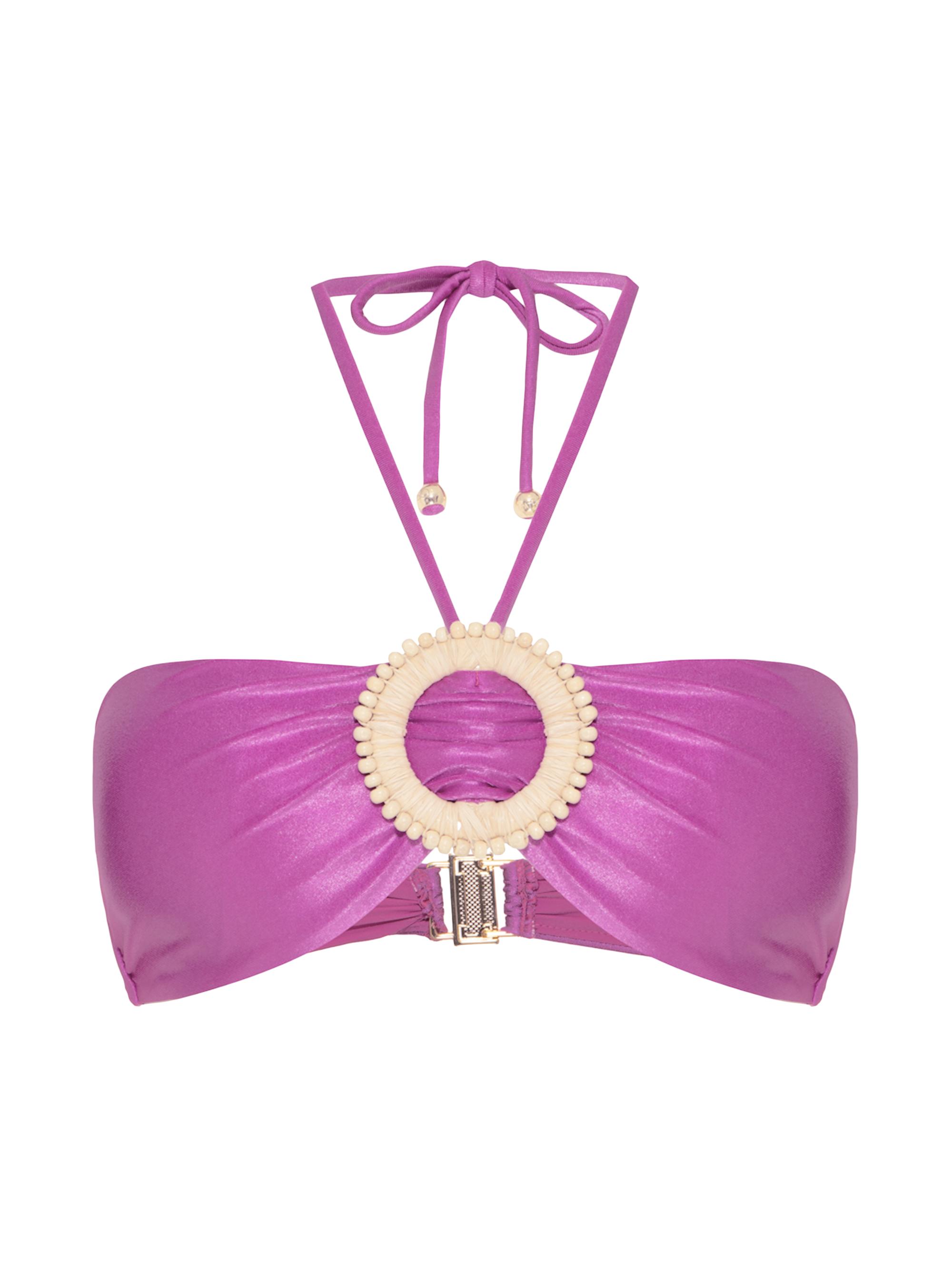 PatBO Women's Groovy Embellished Bandeau Bikini Top - Purple