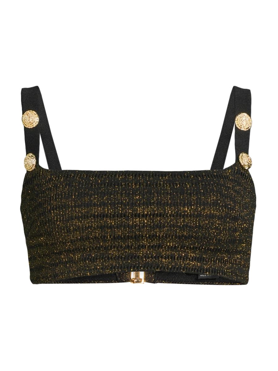 Patbo Women's Embellished Metallic Knit Bikini Top In Black
