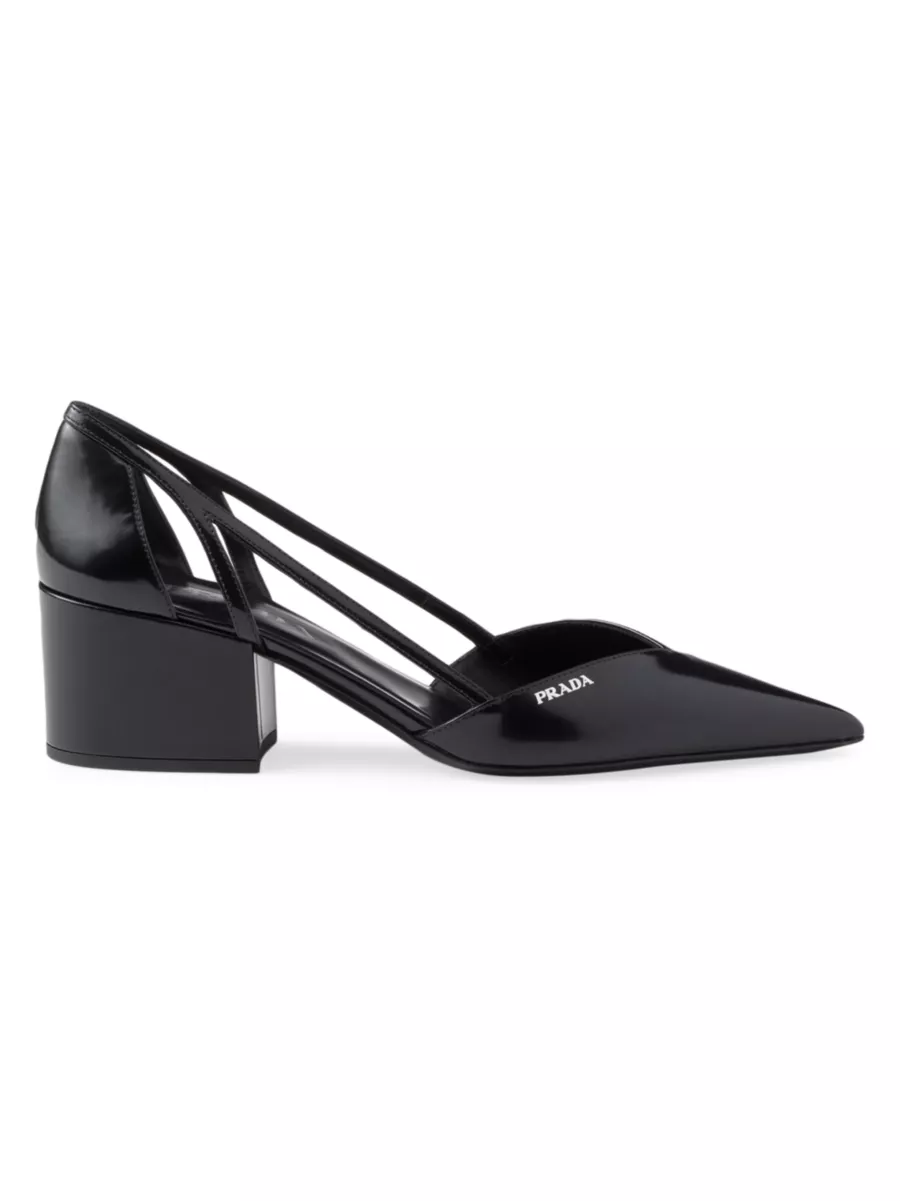 Shop Prada Brushed Leather Cut-Out Pumps | Saks Fifth Avenue Shop Prada Brushed Leather Cut-Out Pumps | Saks Fifth Avenue