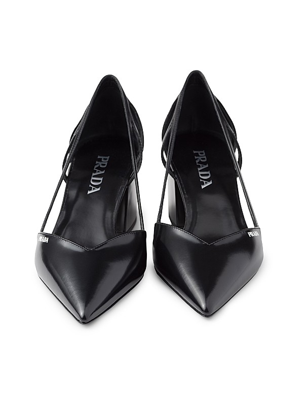 Shop Prada Brushed Leather Cut-Out Pumps | Saks Fifth Avenue Shop Prada Brushed Leather Cut-Out Pumps | Saks Fifth Avenue