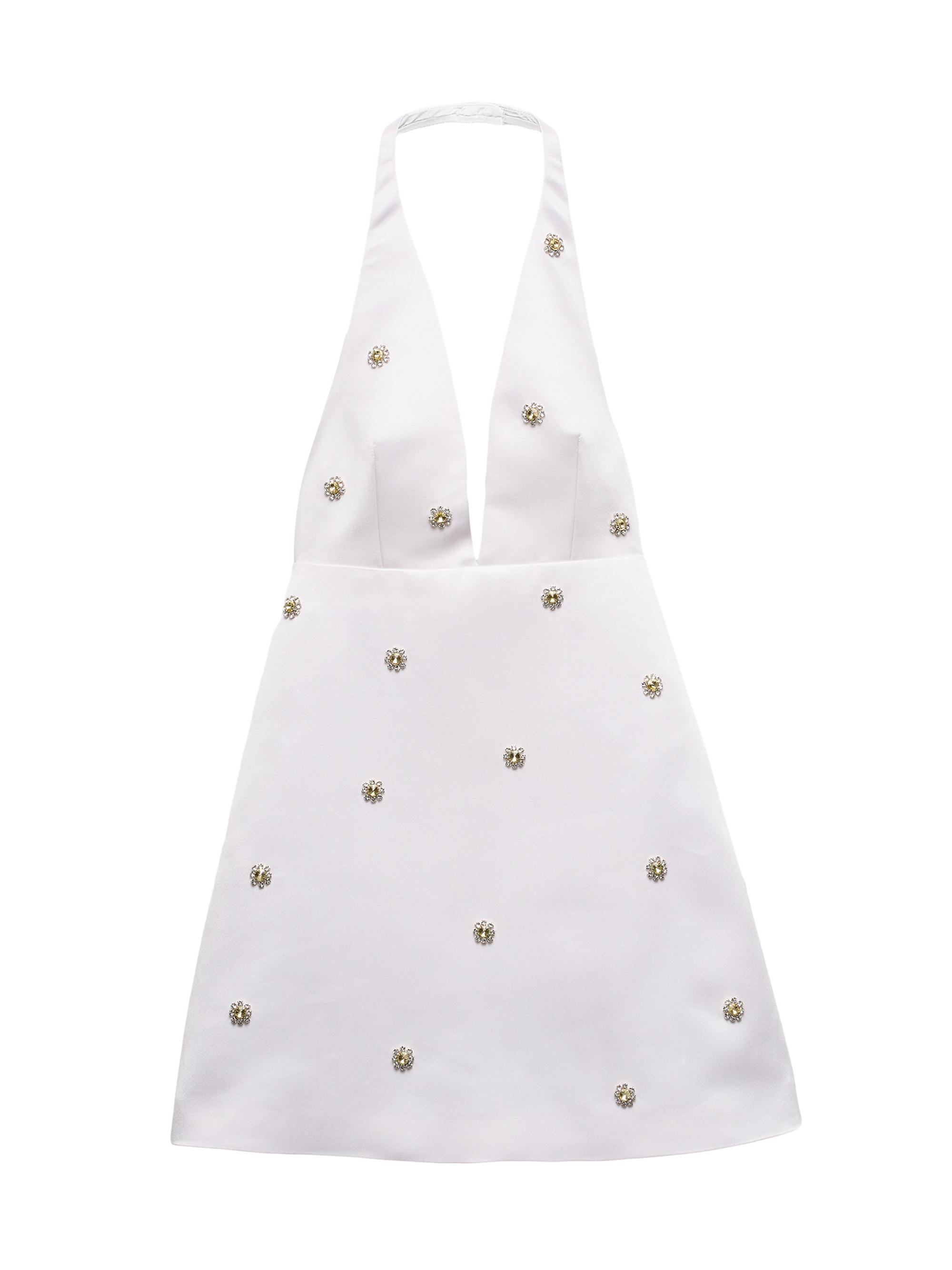 Prada Embroidered Double Satin Mini-Dress - White | Vtir