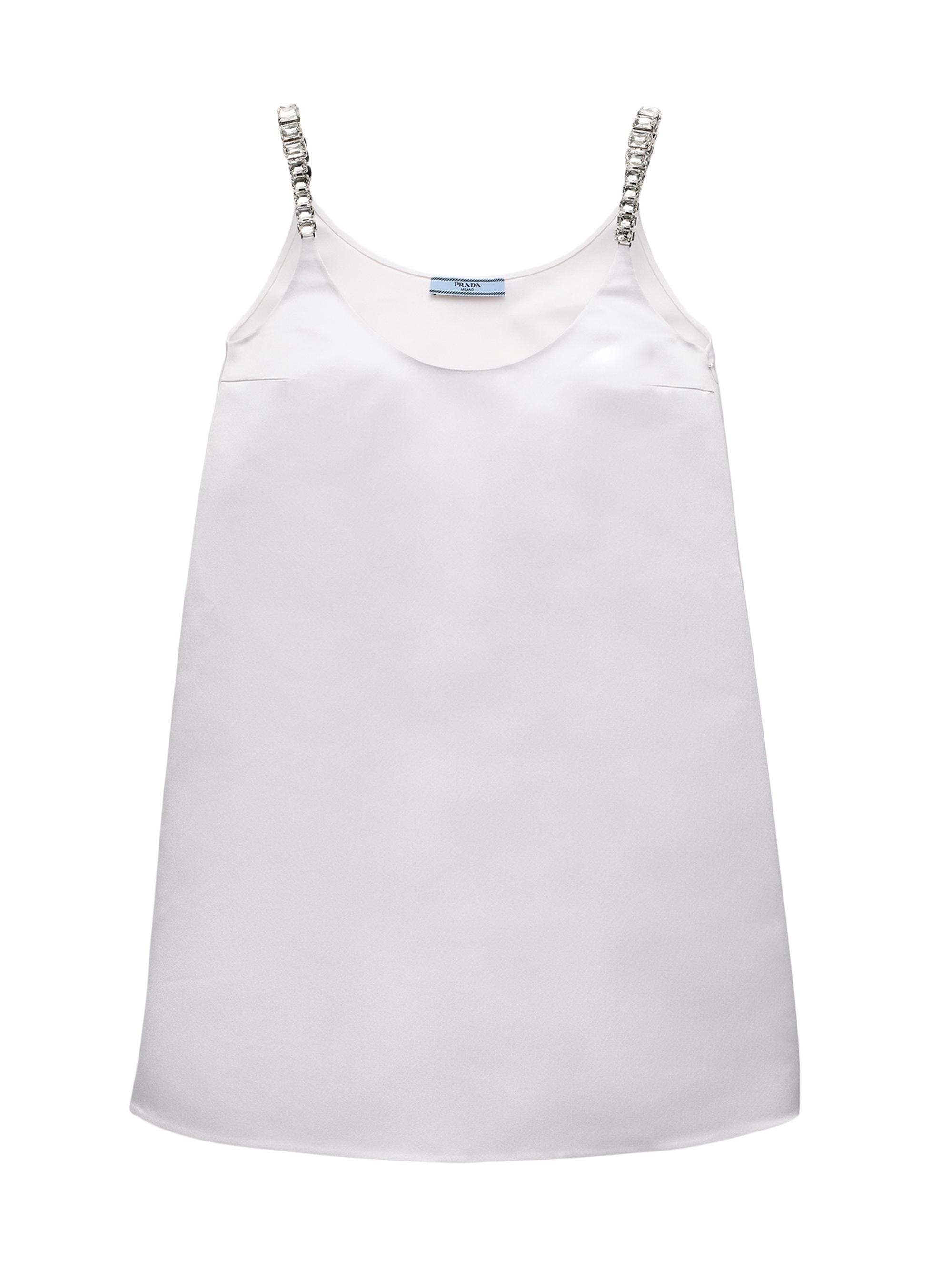 Prada Women's Embroidered Double Satin Mini-Dress - White