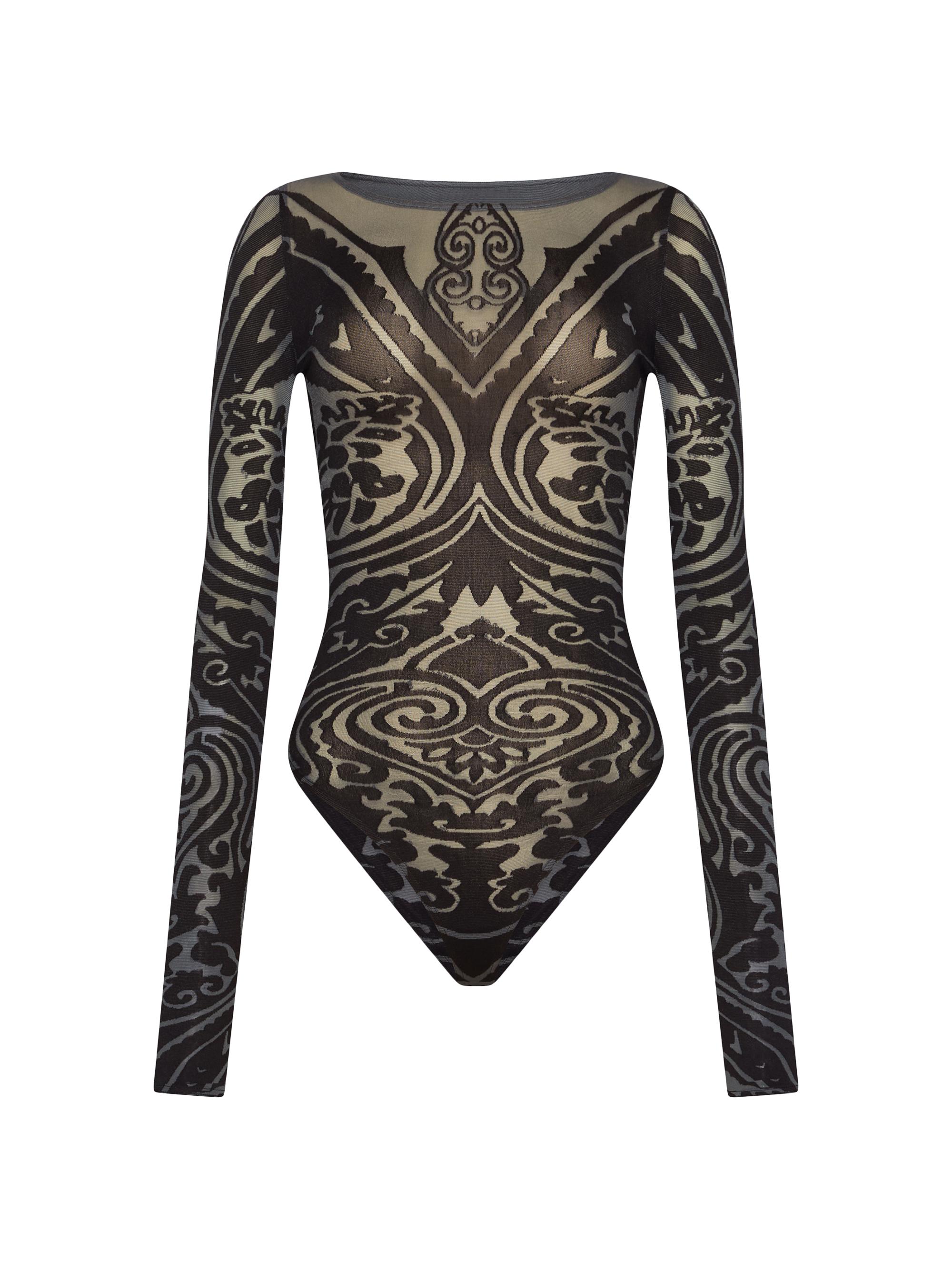 Wolford Women's Etro X  High-Contrast Patterned Bodysuit - Grey Black