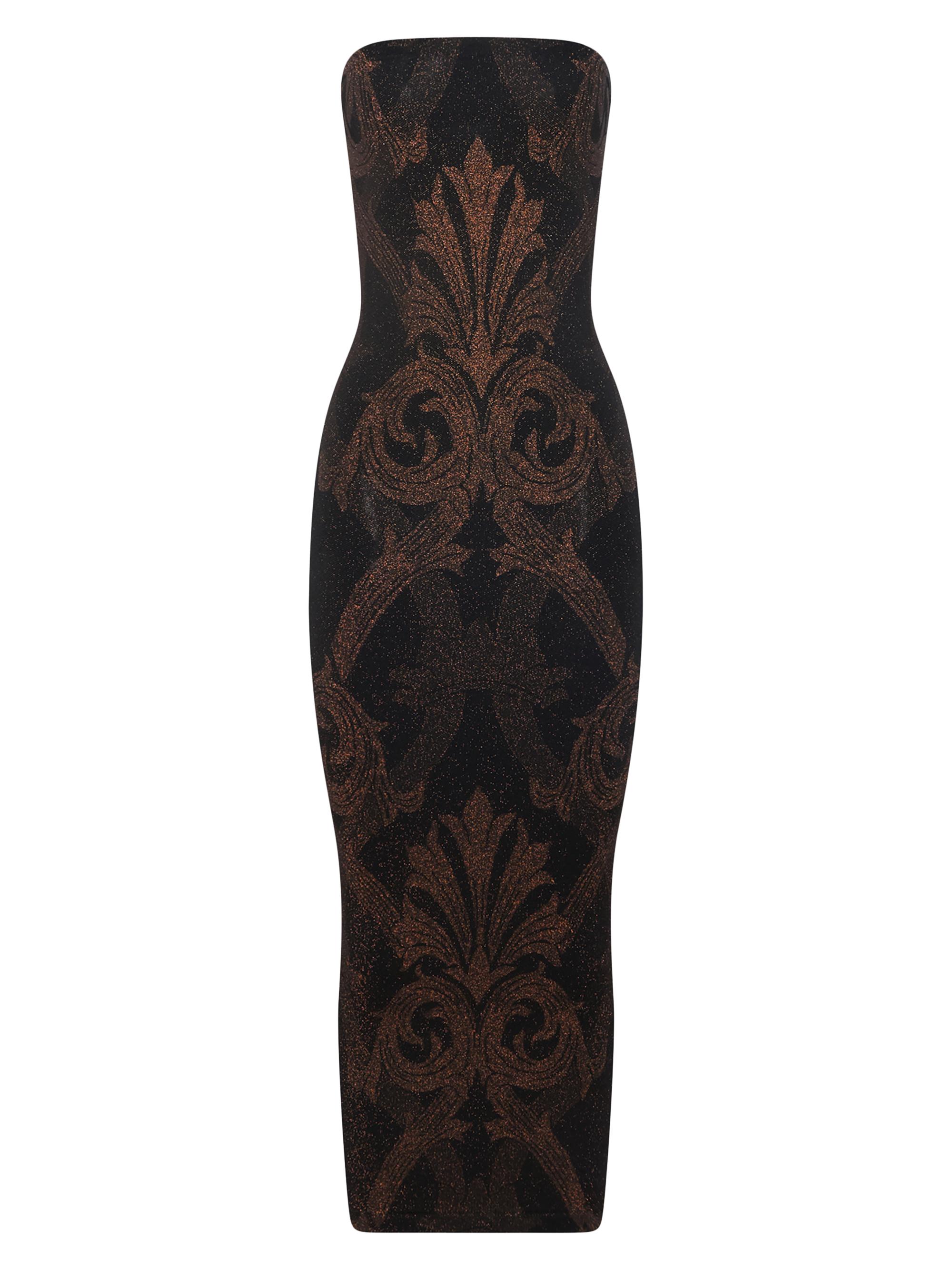 Wolford Women's Etro x  Shiny Patterned Metallic Jacquard Midi-Dress - Black Copper