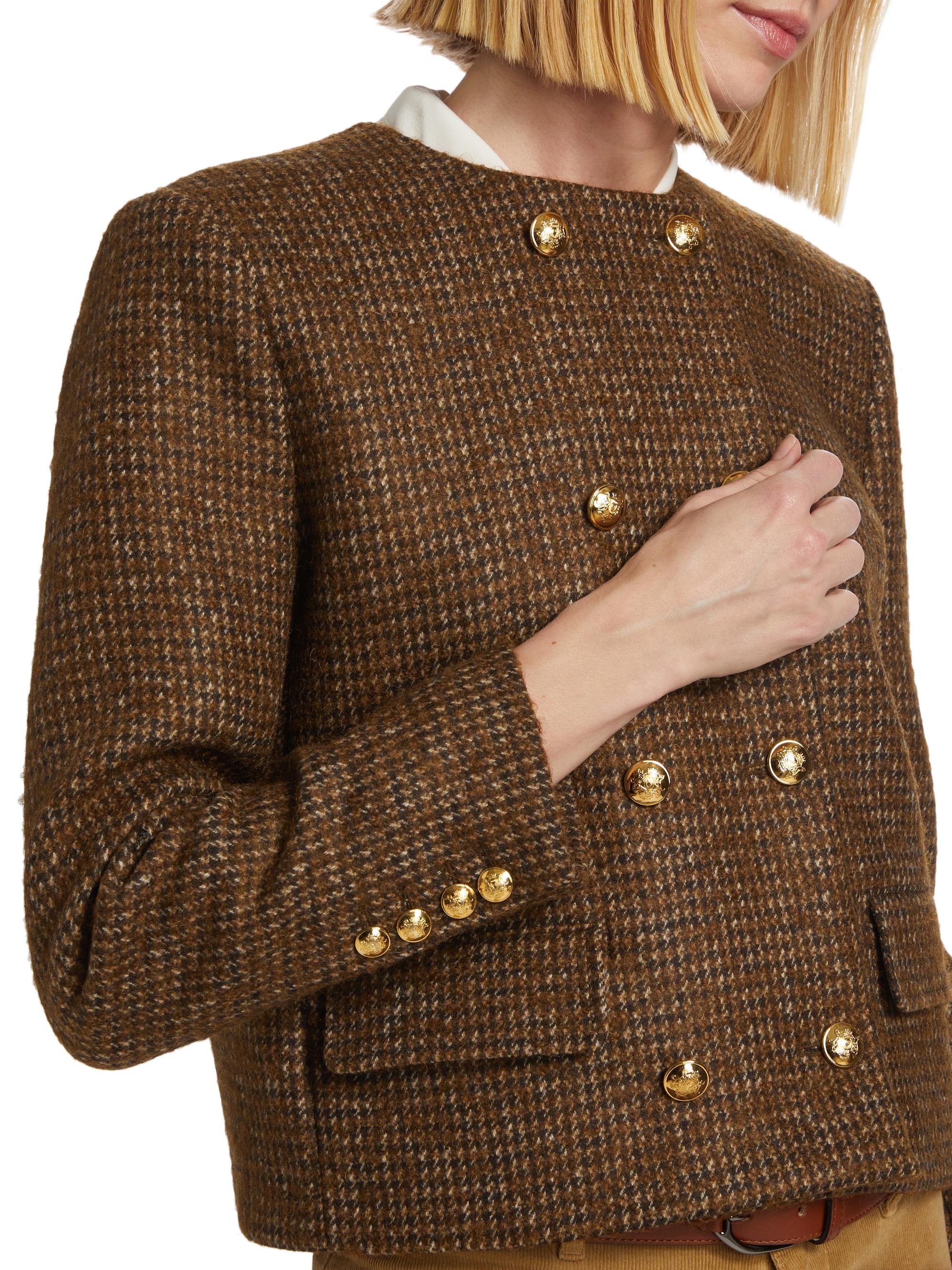 Nili Lotan Melanie Houndstooth Wool Crop Jacket | Saks Fifth