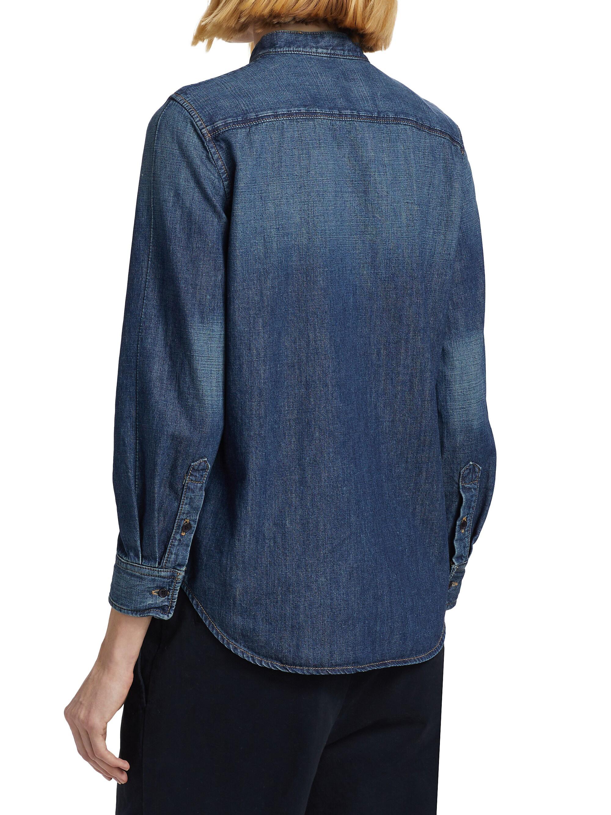 Nili Lotan Suzette Denim Tie-Neck Shirt | Saks Fifth Avenue