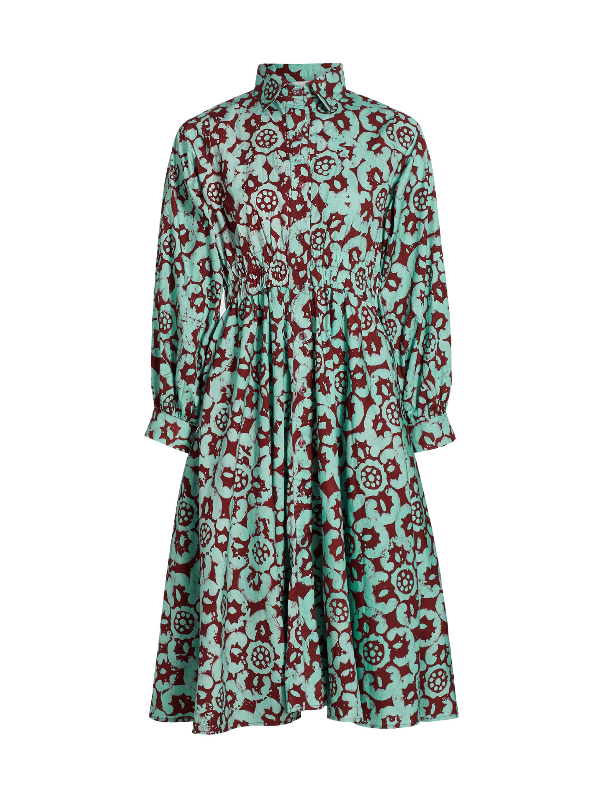 Busayo Women's Gbemi Printed Shirtdress - Teal Red