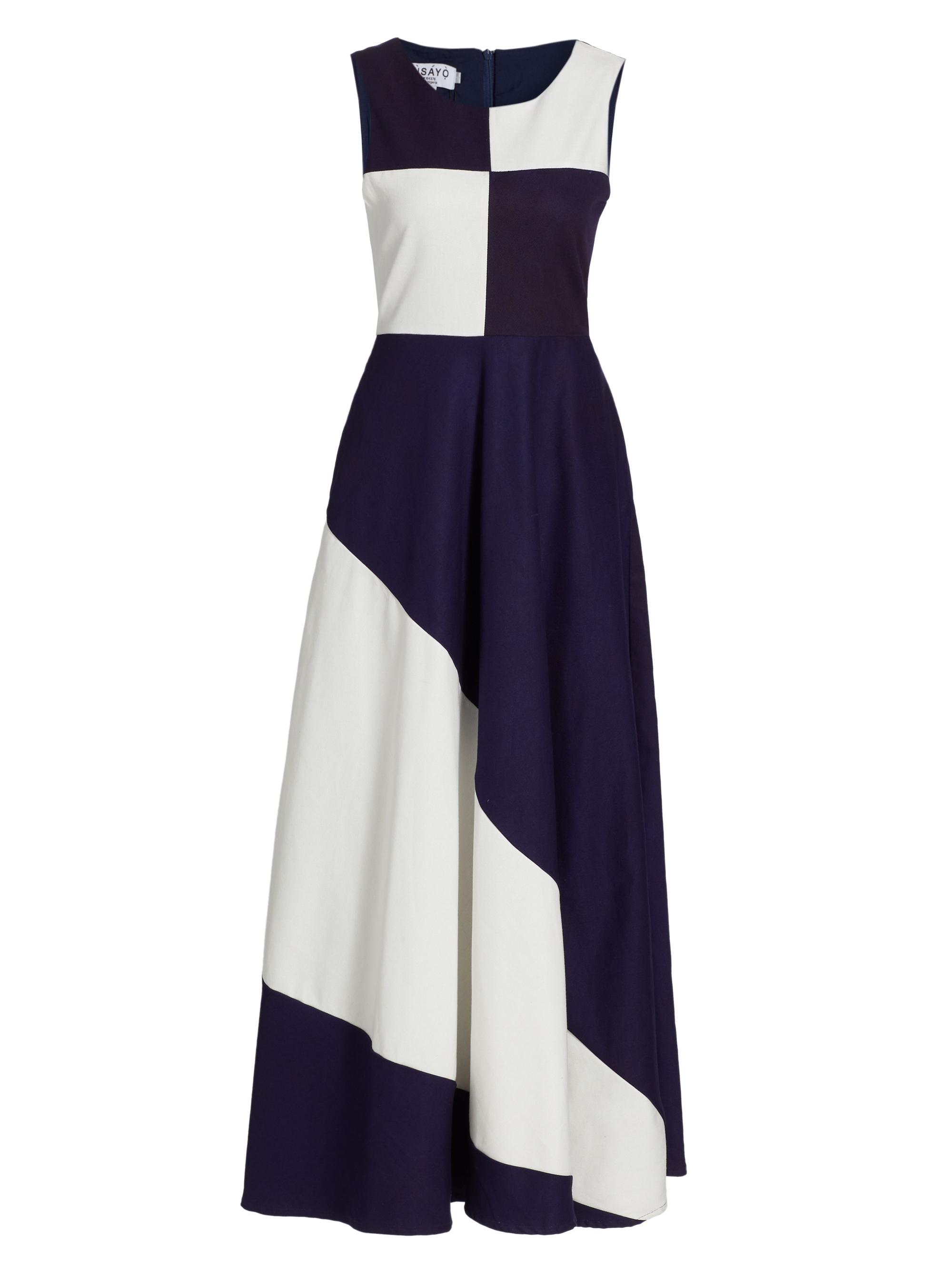 Busayo Women's Dami Sleeveless A-Line Maxi Dress - Indigo Blue White