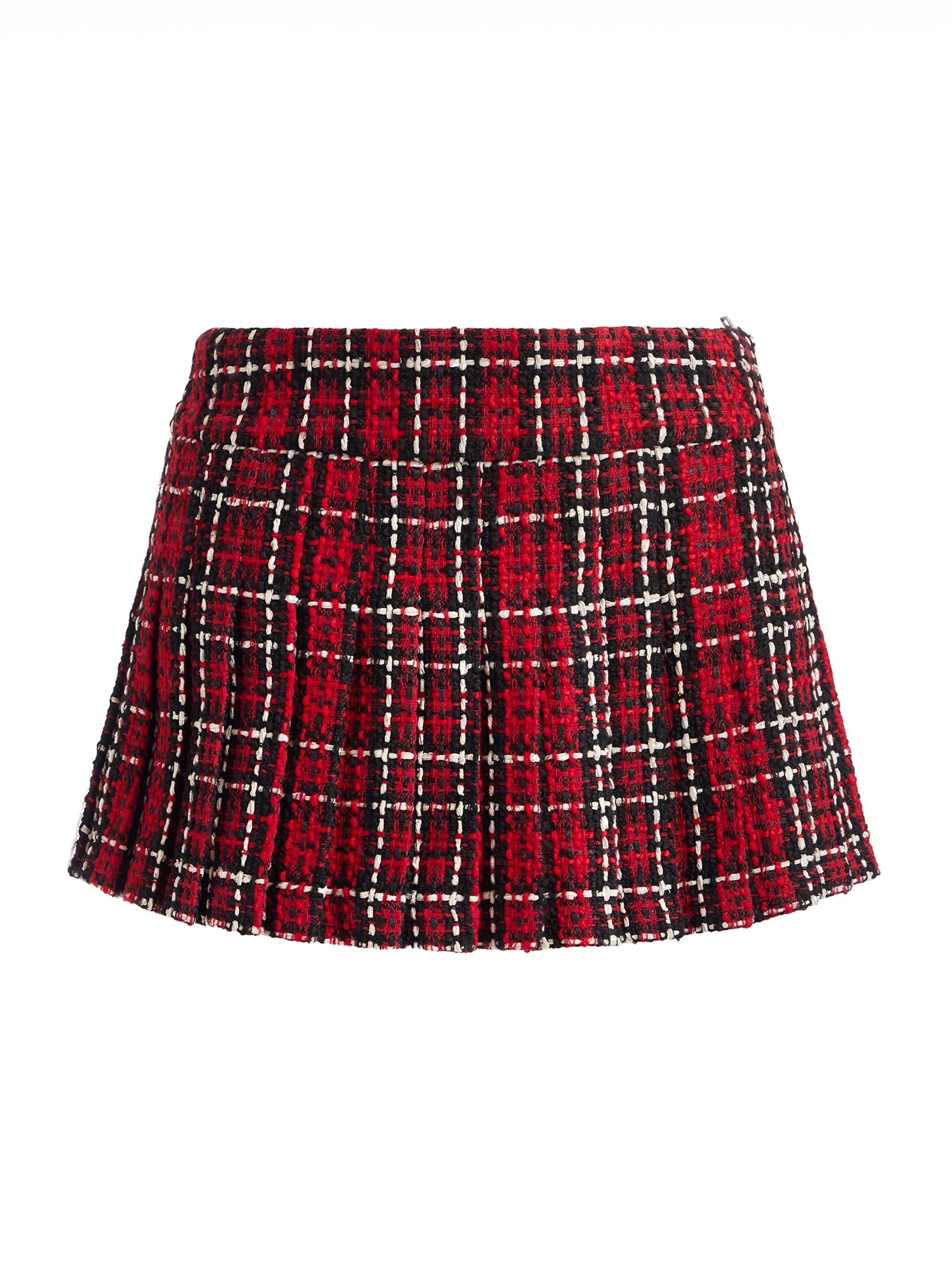 Alice + Olivia Women's Mera Plaid Pleated Miniskirt - Schoolgirl Plaid Bright Ruby