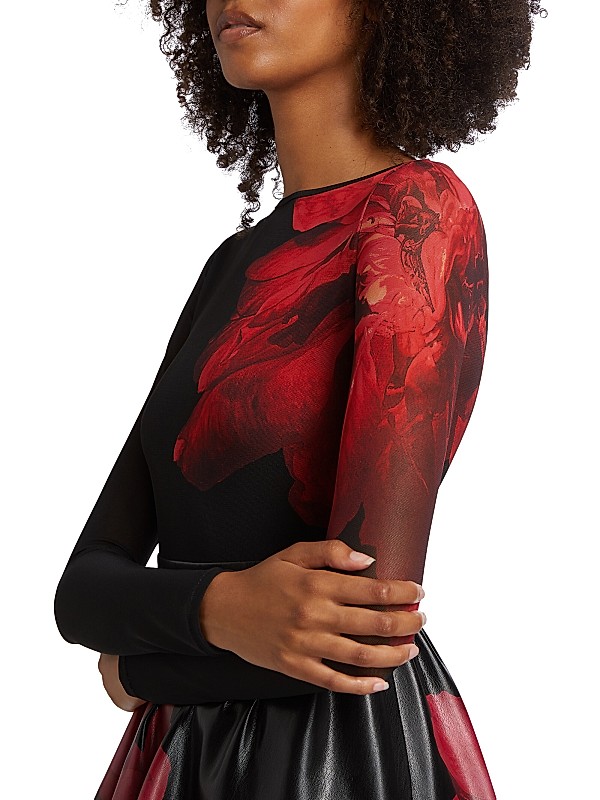 Shop Alice + Olivia Chara Faux-Leather & Mesh Dress | Saks Shop Alice + Olivia Chara Faux-Leather & Mesh Dress | Saks