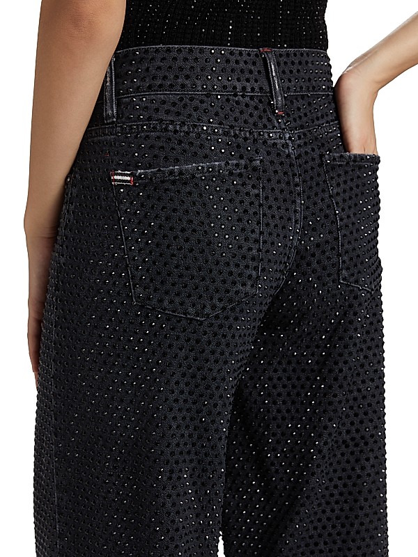 Shop Alice + Olivia Trish Crystal-Embellished Wide-Leg Jeans Shop Alice + Olivia Trish Crystal-Embellished Wide-Leg Jeans