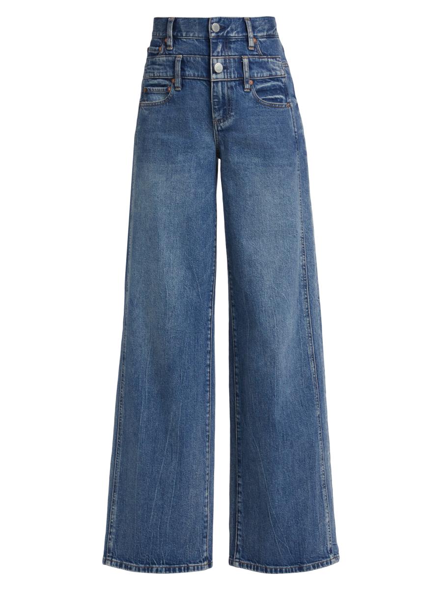 大人カジュアルに映える☆【alice+olivia】ワイドレッグジーンズ Alice + Olivia High-Rise Double Waistband Cool Jeans | Saks