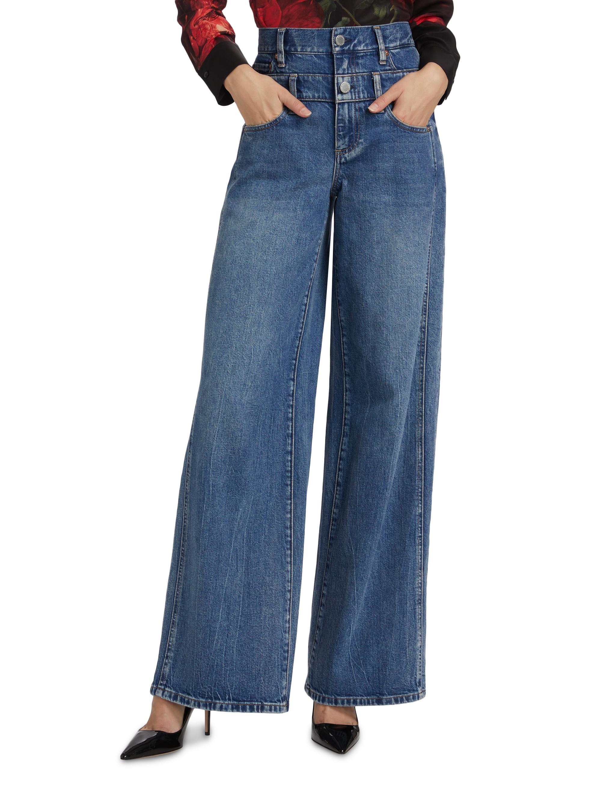 Alice Olivia High-Rise Double Waistband Cool Jeans Saks Fifth
