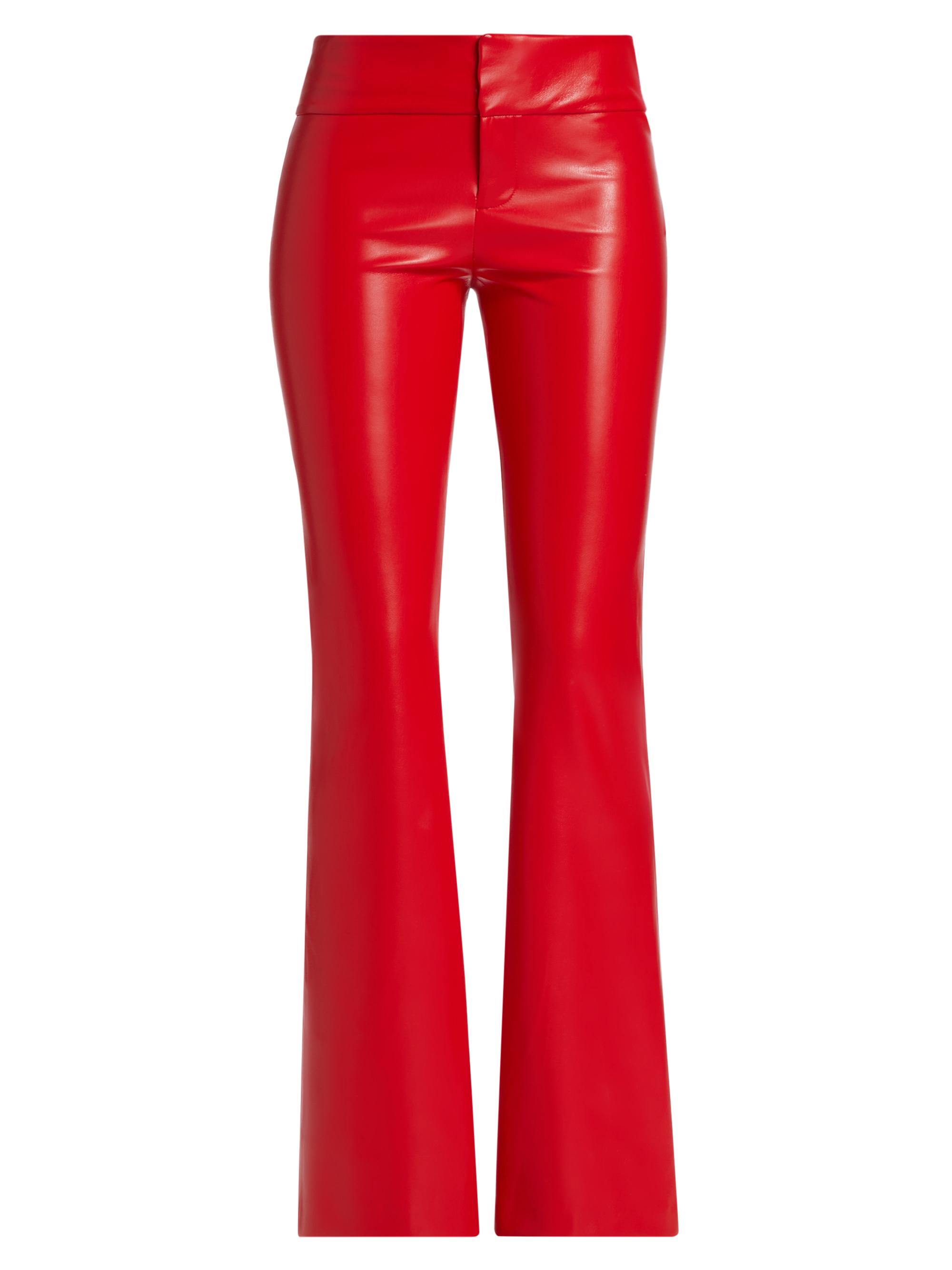 Alice + Olivia Women's Olivia Faux-Leather Boot-Cut Pants - Bright Ruby