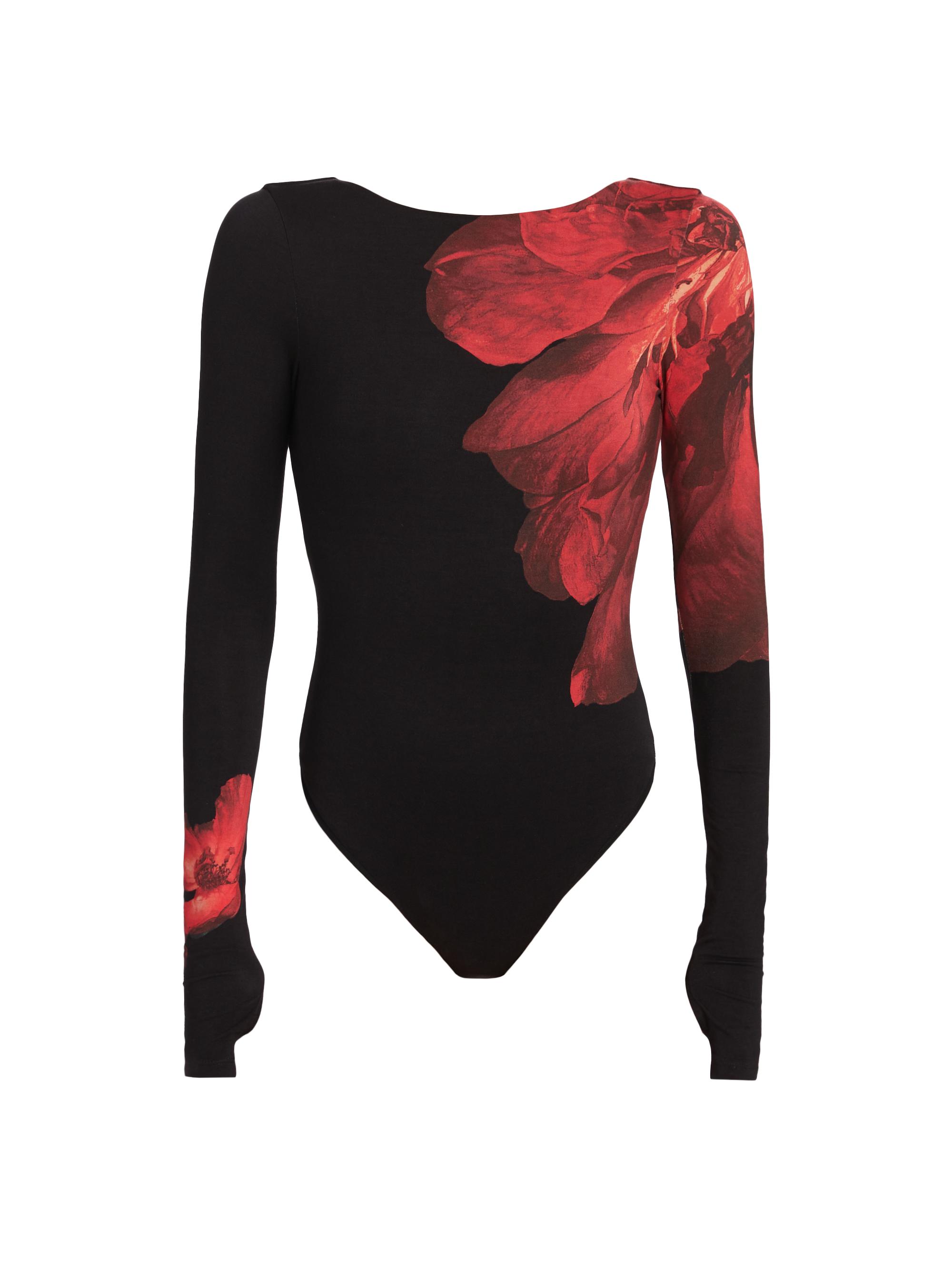 Alice + Olivia Women's Masako Printed Scoopback Bodysuit - Peony Petals Bright Ruby