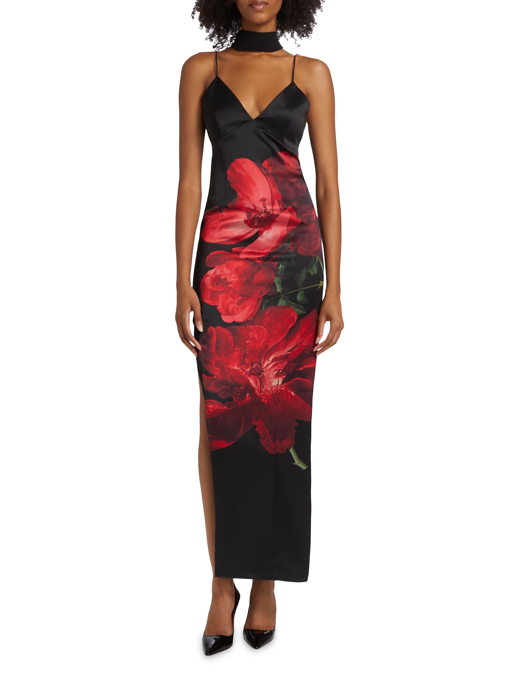 Alice + Olivia Monika Floral Satin Maxi Dress | Saks Fifth