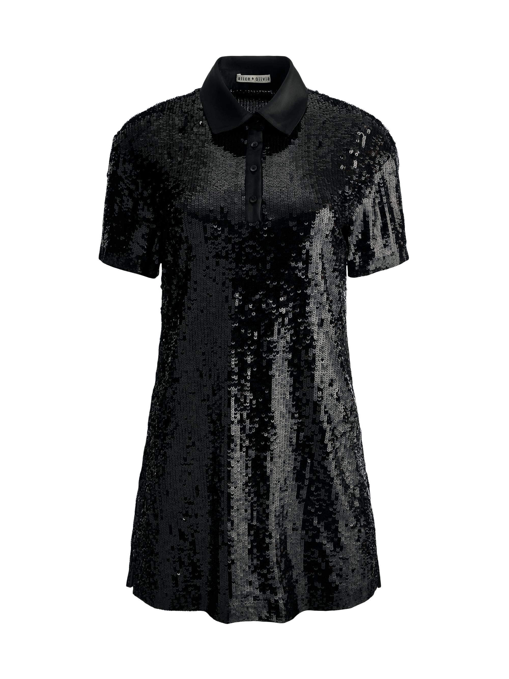 ALICE + OLIVIA Women's Treva Sequin Short-Sleeve Minidress - Black