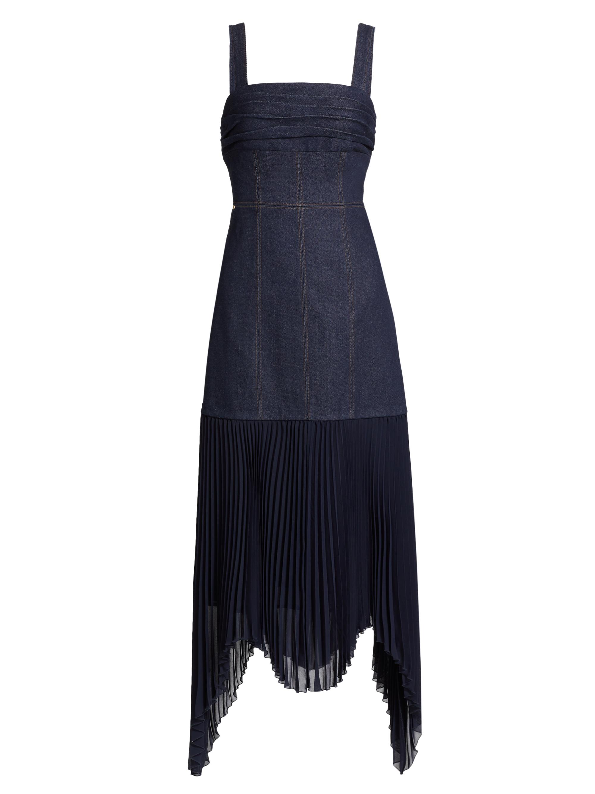 Amur Women's Jac Denim Combo Midi-Dress - Indigo Denim