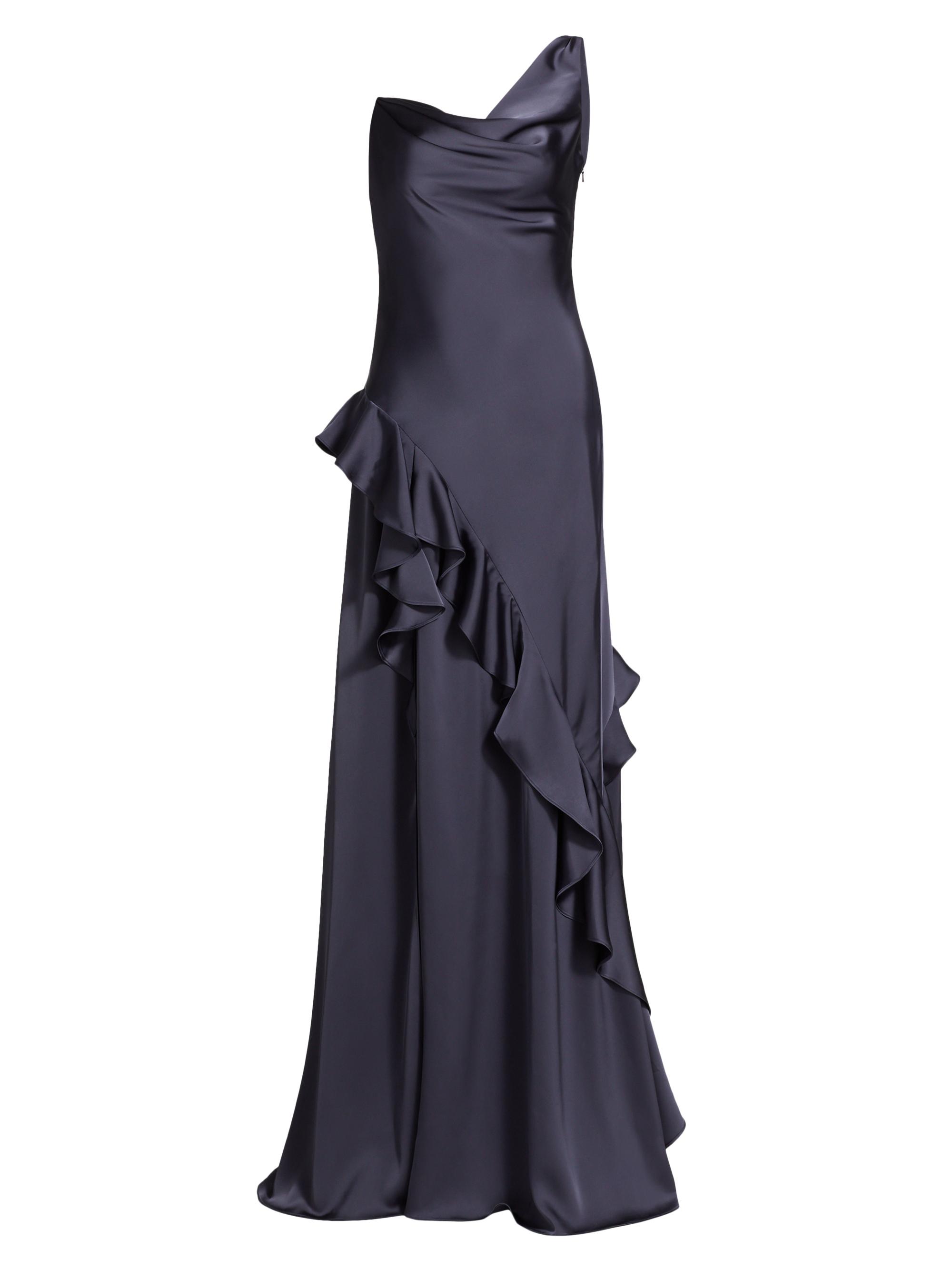 Amur Women's Juliet Charmeuse Cowlneck Gown - Charcoal Cloud