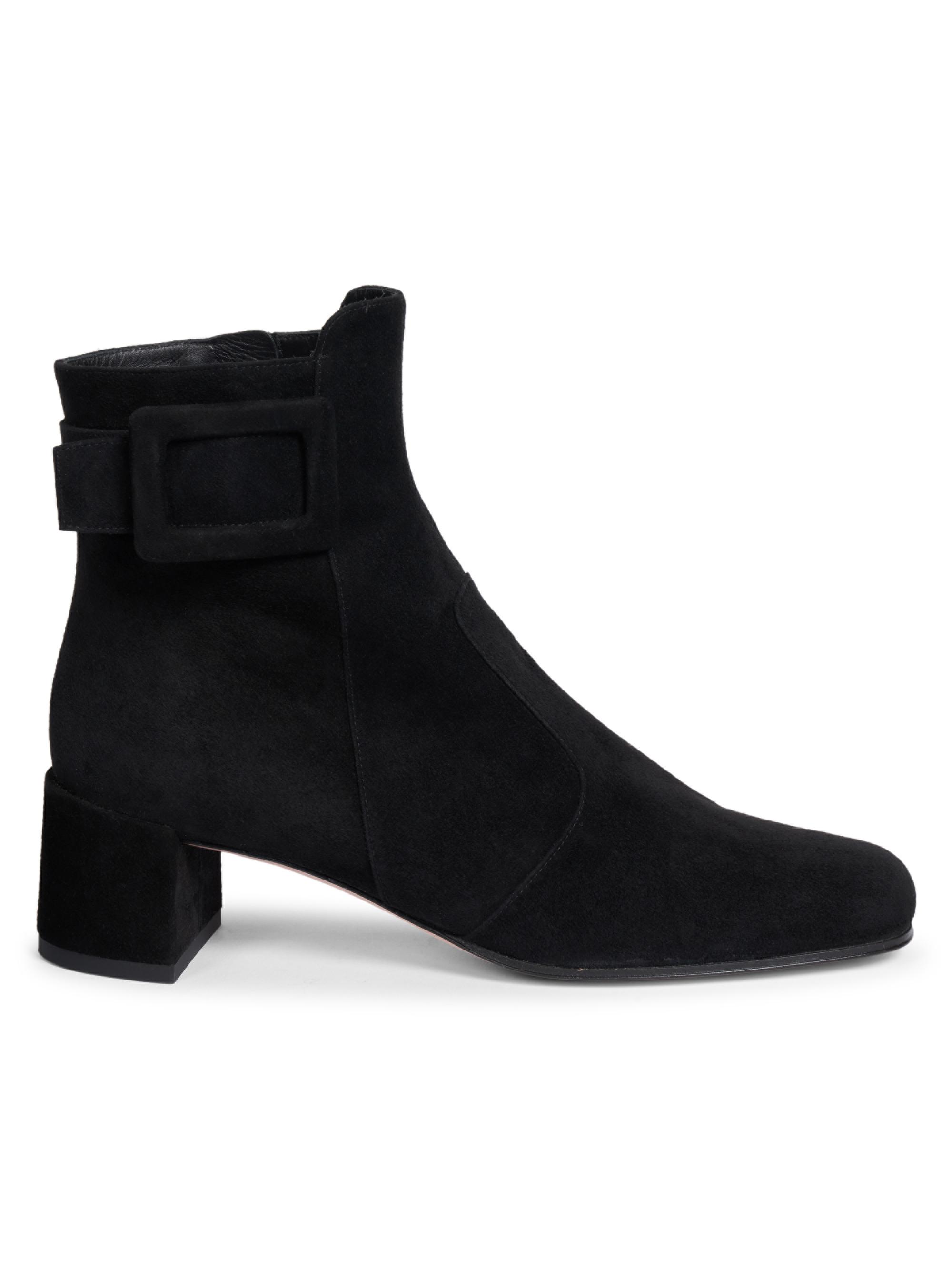 Roger Vivier Women's Tres Vivier Polly 45MM Suede Booties - Nero