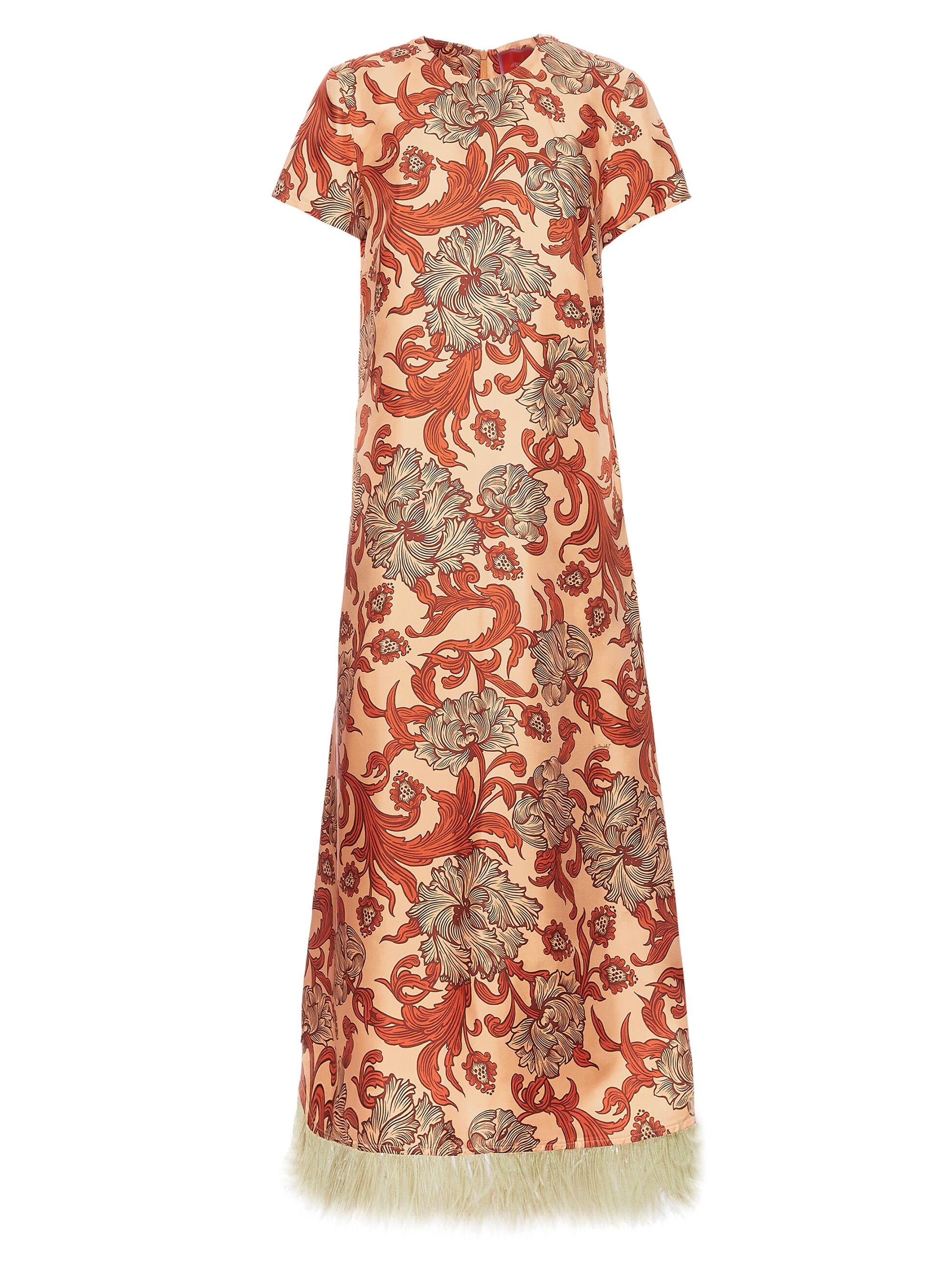 La DoubleJ Women's Swing Dress with Feathers - Reef Pale Pink