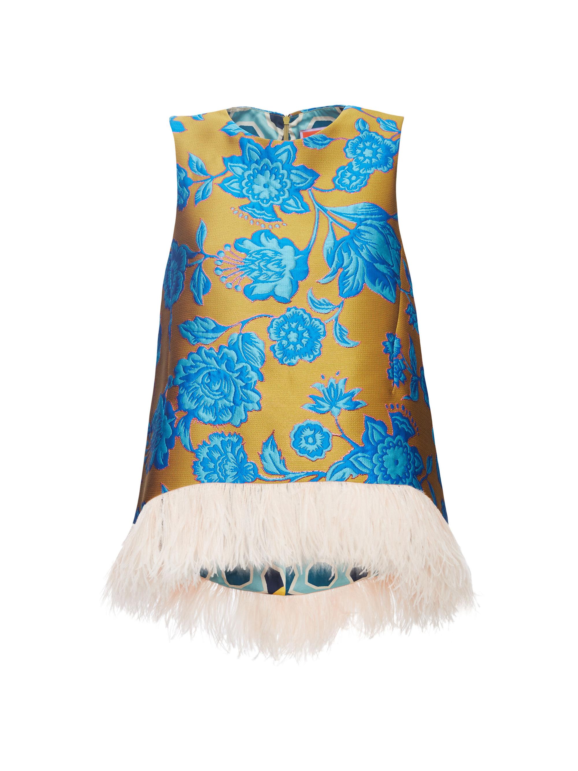 La DoubleJ Women's La Scala Top with Feathers - Hottie Jacquard Turquoise