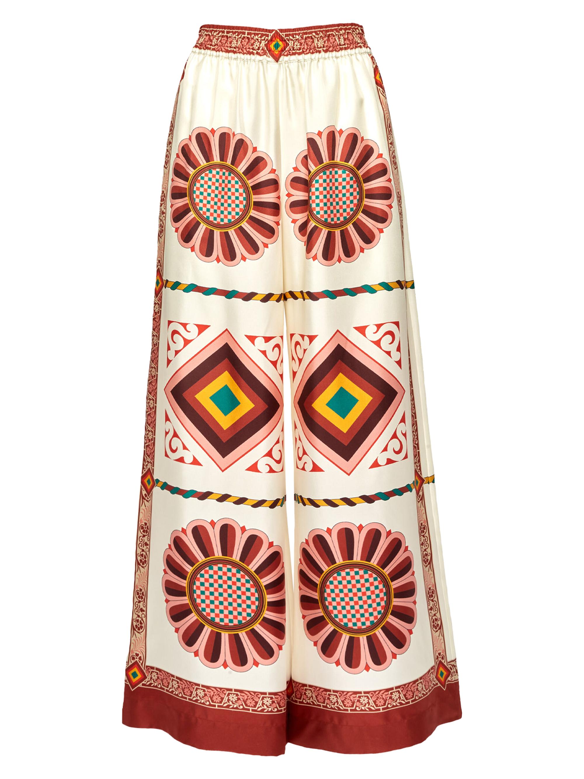 La DoubleJ Women's Palazzo Pants - Macro Tiles Place White