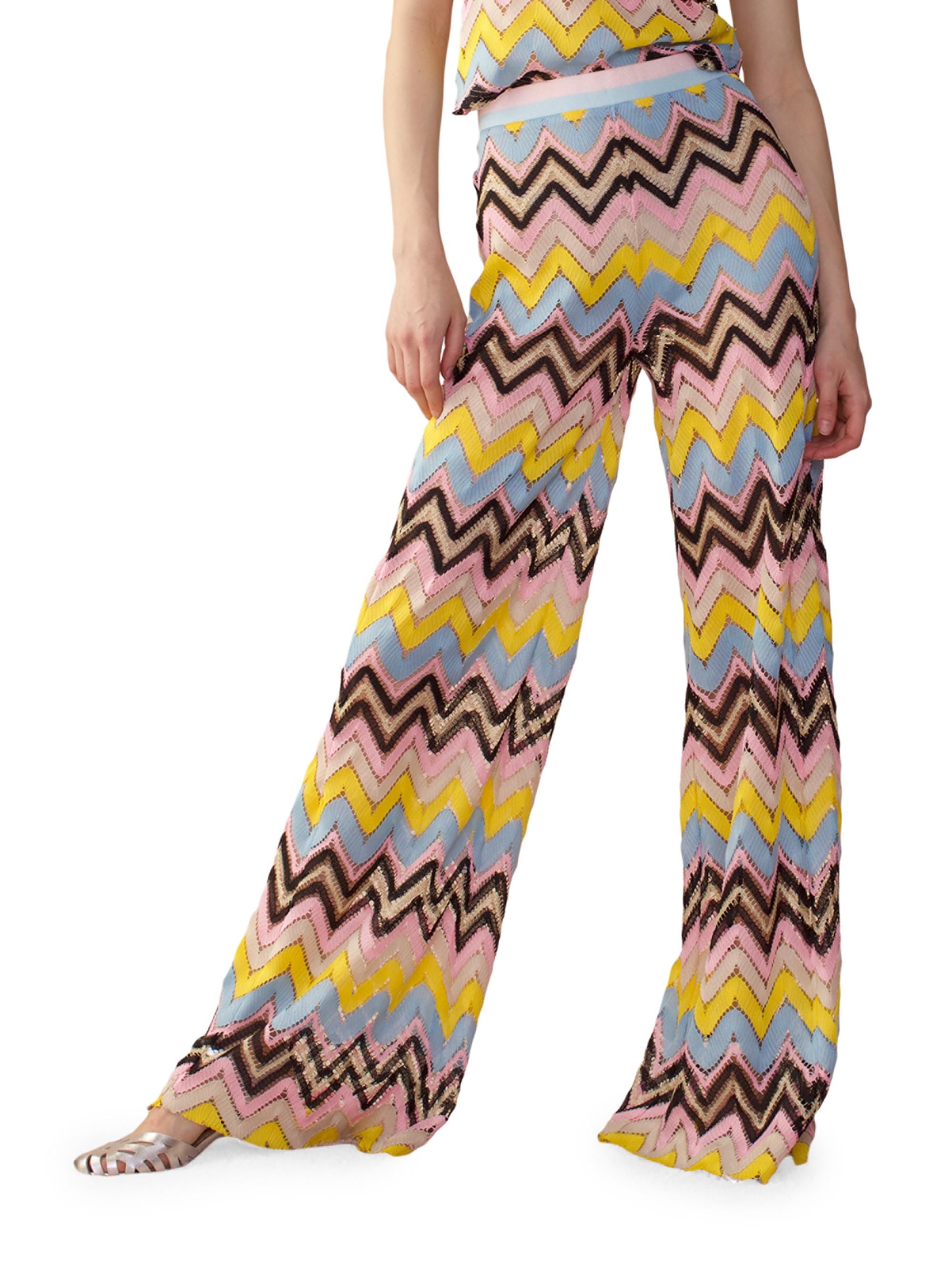 Cynthia Rowley Women's Chevron Crochet Pants - Yellow Multi