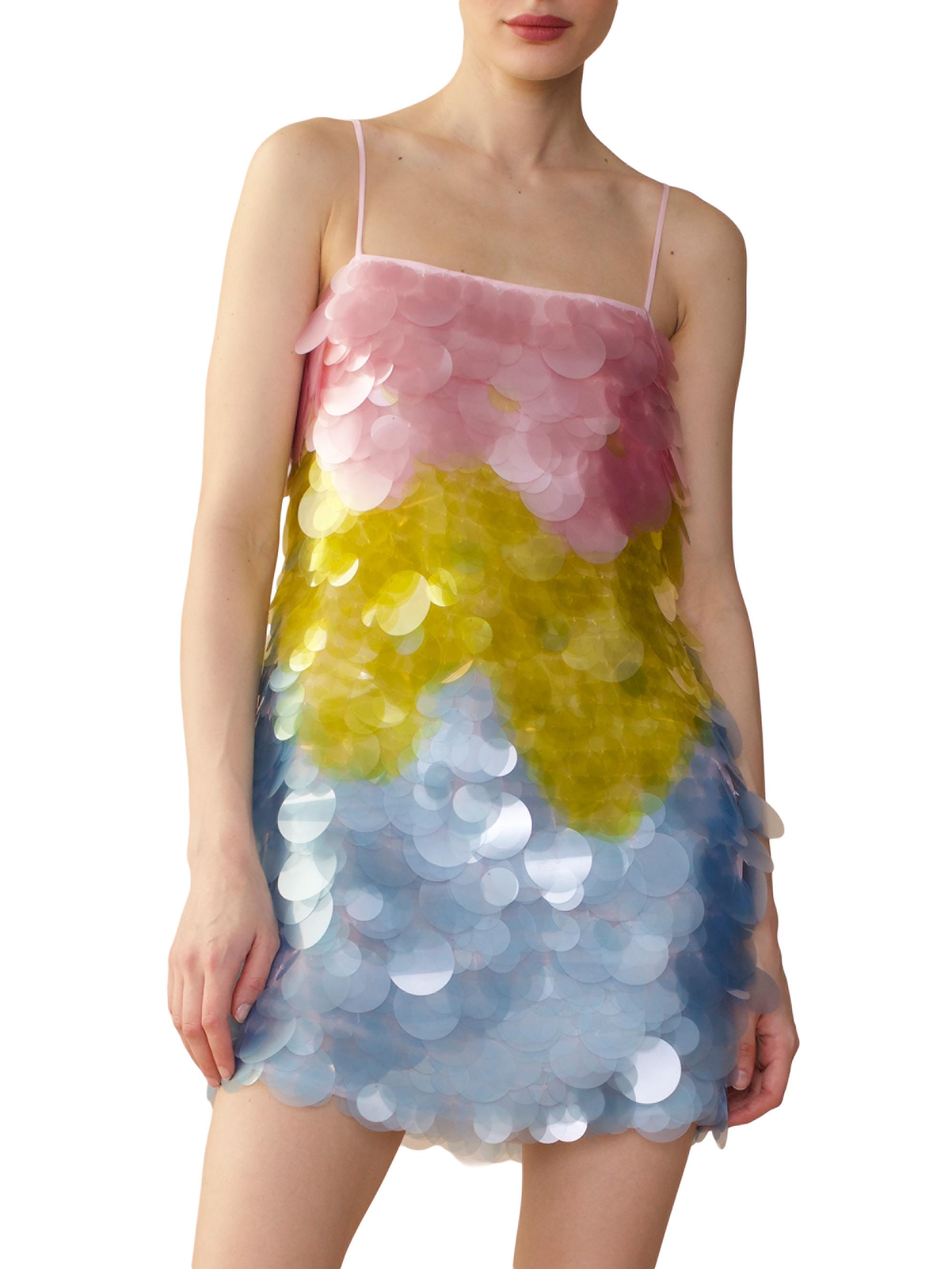 Cynthia Rowley Women's Paillettes Shift Minidress - Pink Yellow