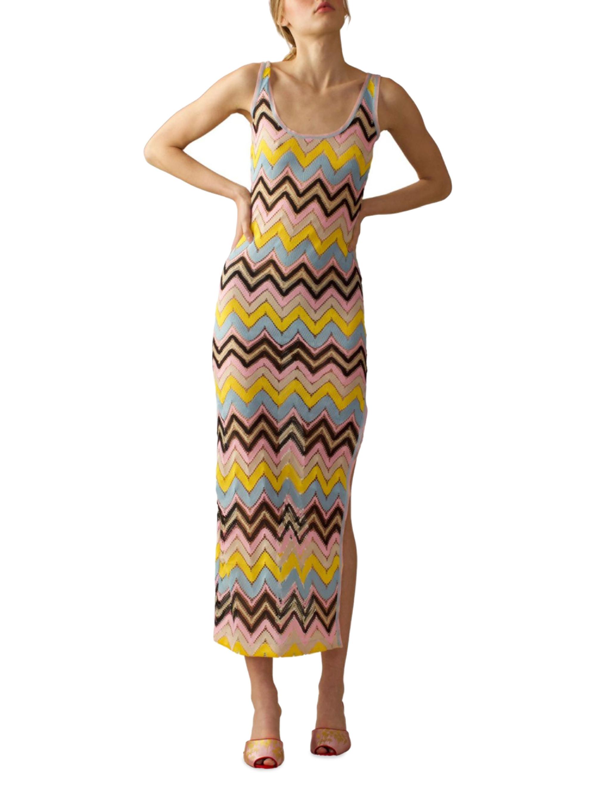Cynthia Rowley Women's Zigzag Crocheted Tank Dress - Yellow Multi