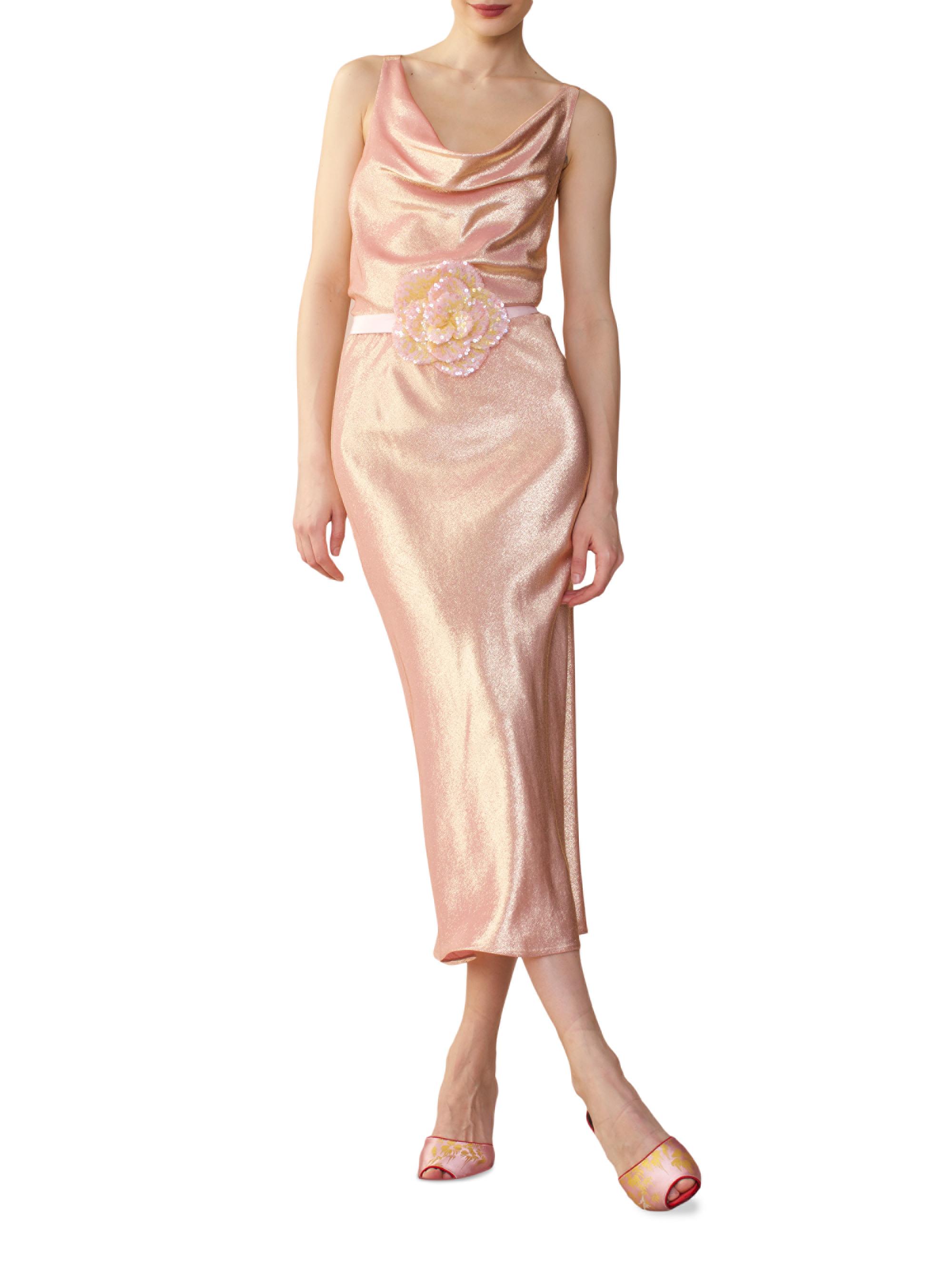 Cynthia Rowley Women's Silk Lame Bias Skirt - Green