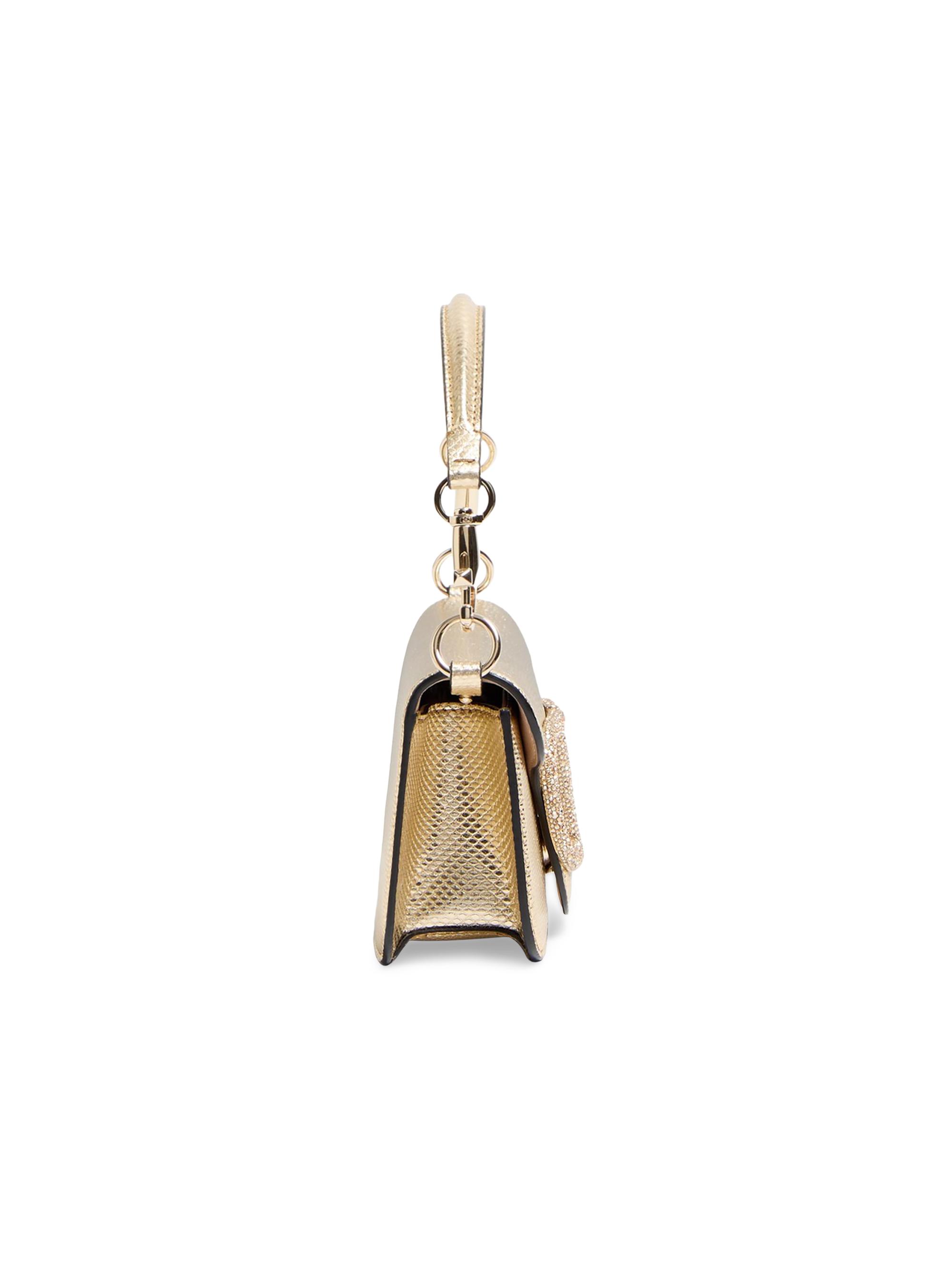 Shop Valentino Garavani Locò Small Shoulder Bag in Metallic Karung 