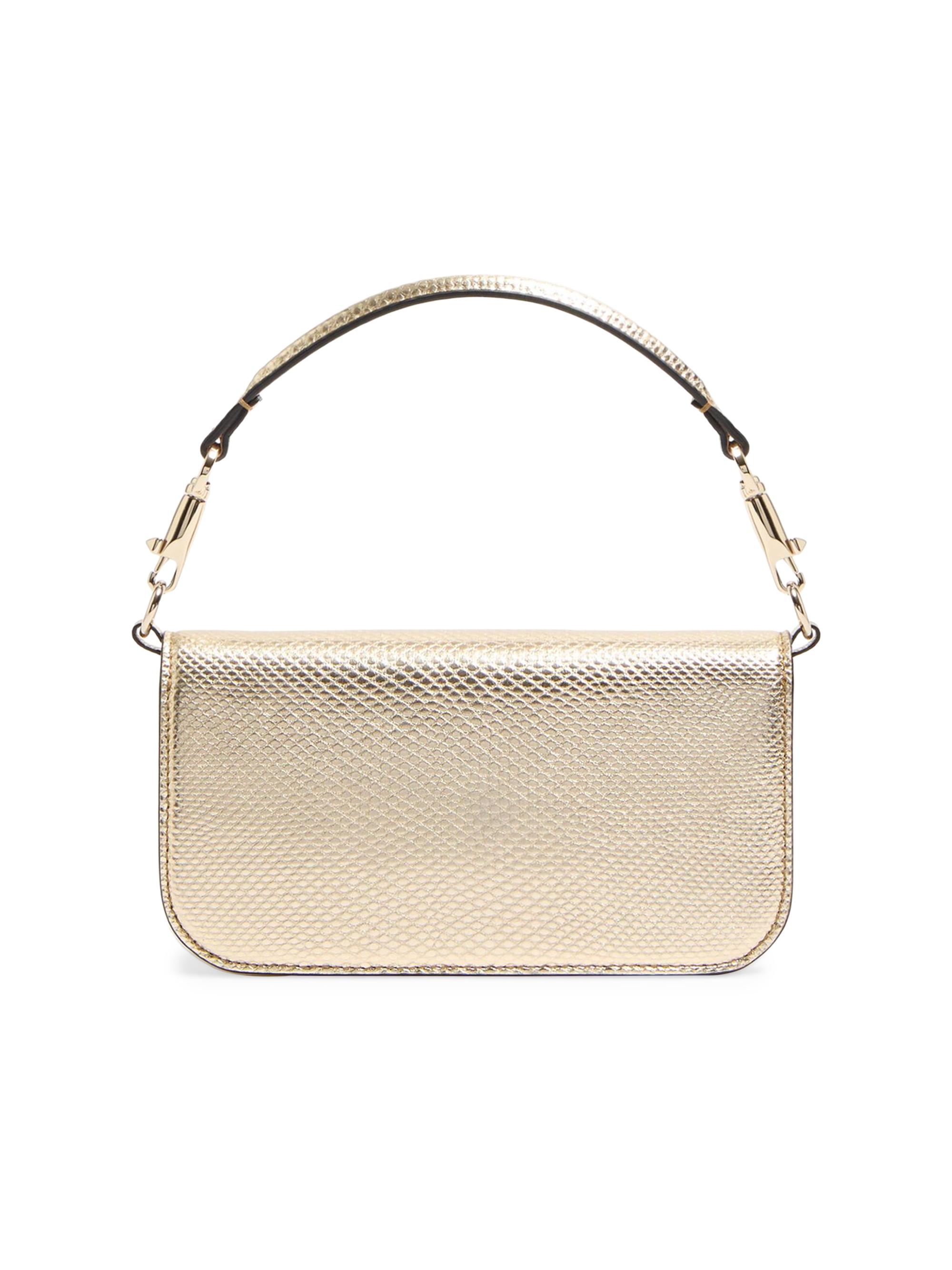 Shop Valentino Garavani Locò Small Shoulder Bag in Metallic Karung 