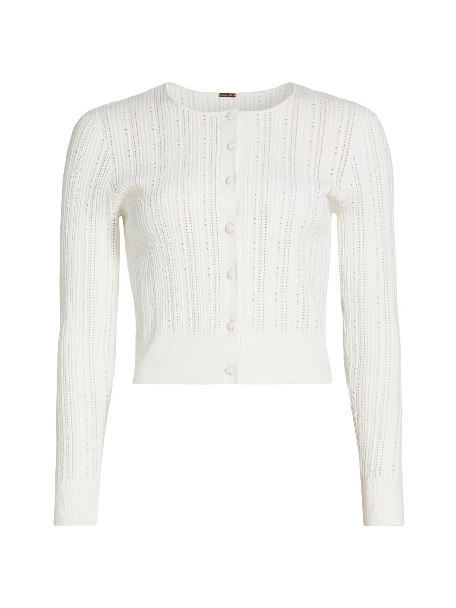 Adam Lippes Women's Pointelle Jacquard Cardigan In White
