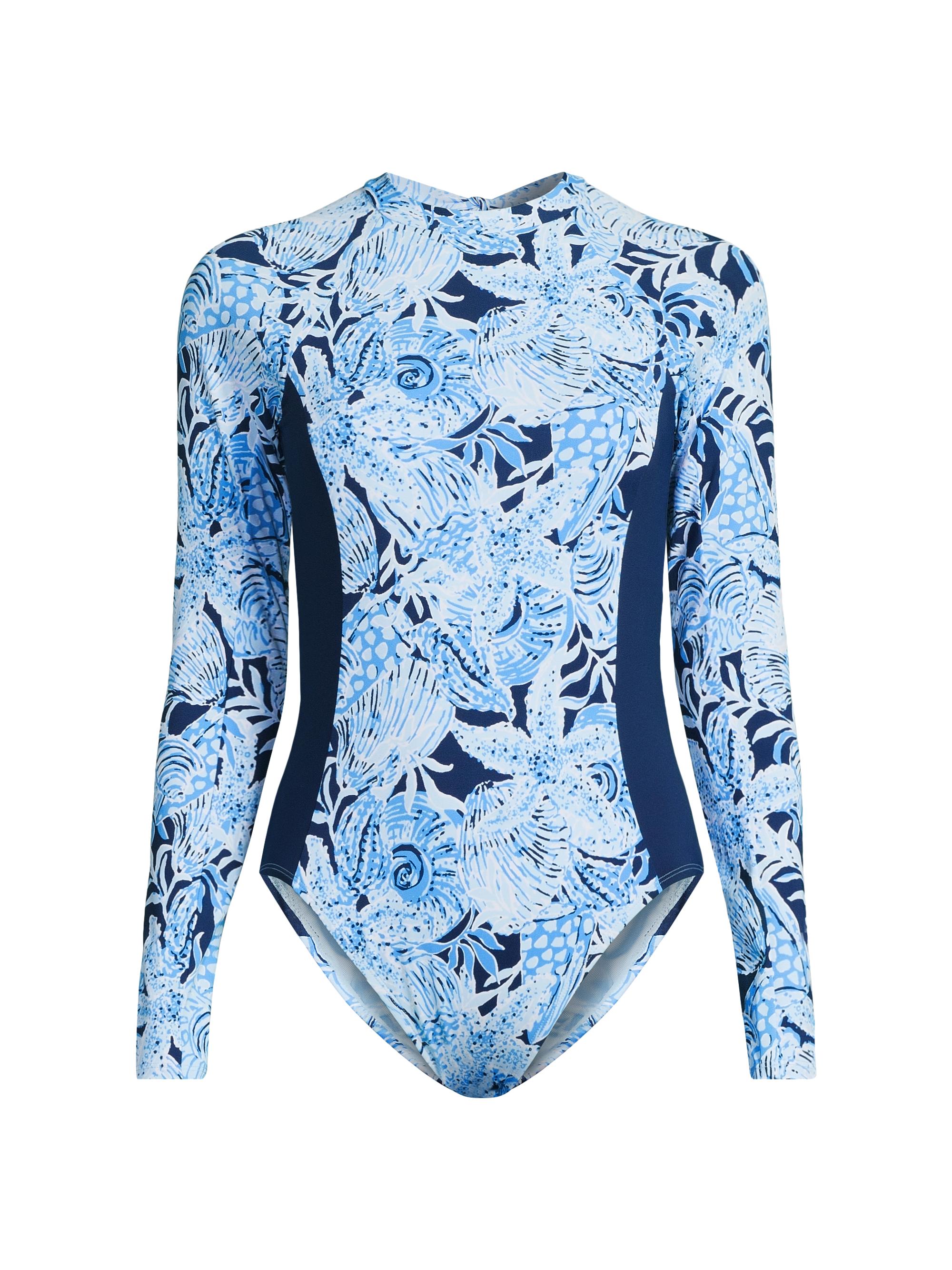 Lilly Pulitzer Women's Wynton Rashguard One-Piece Swimsuit - Bonaire Blue