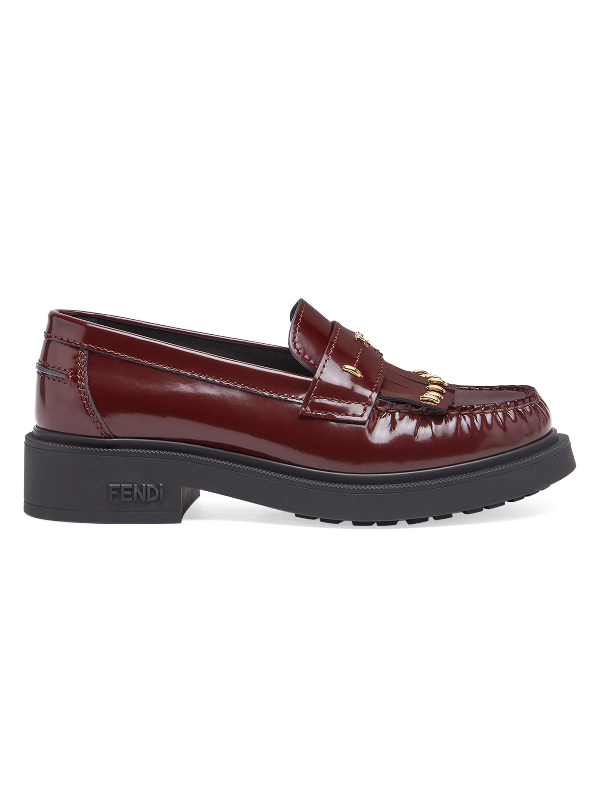 Fendi Women's 35MM Leather Kiltie Loafers - Chocolate